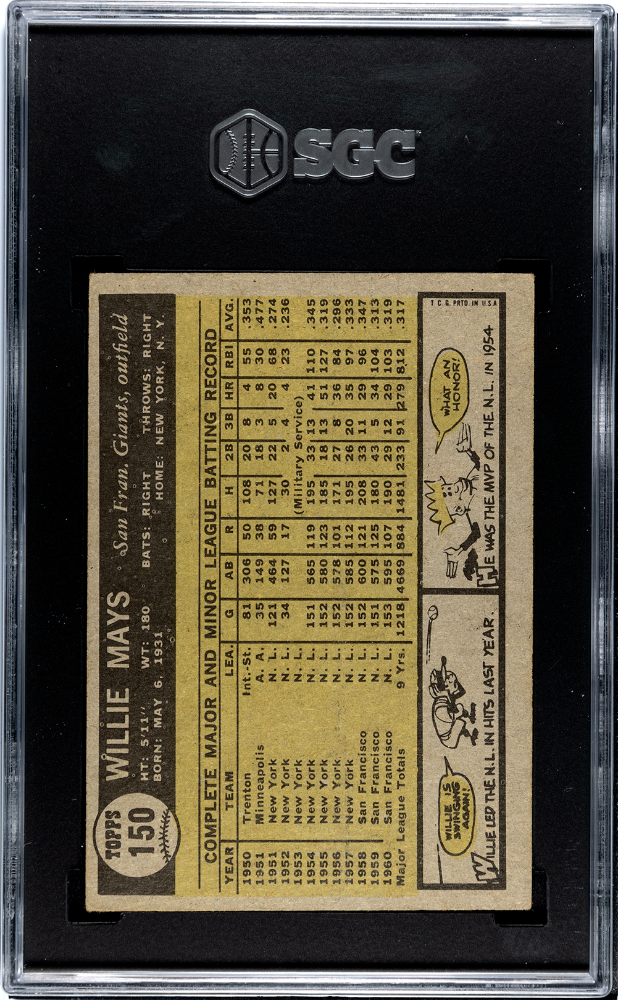 1961 Topps Willie Mays #150 SGC 5