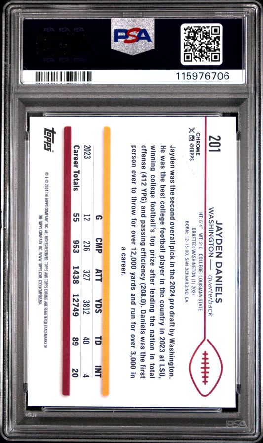 2024 Topps Chrome Jayden Daniels #201 PSA 10