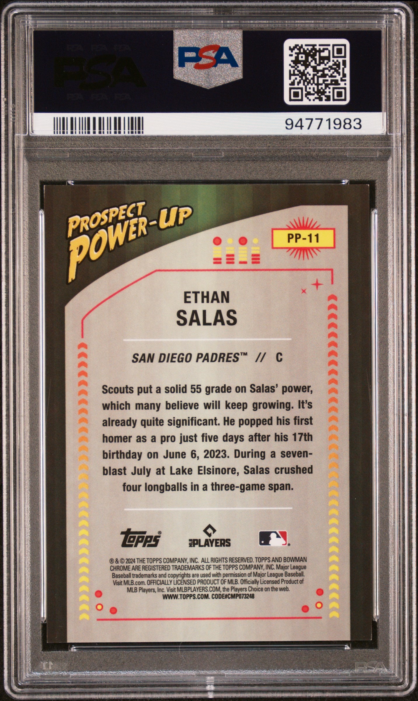 2024 Bowman Prospect Power-Up Ethan Salas #PP11 Prspct Mini Dia PSA 9