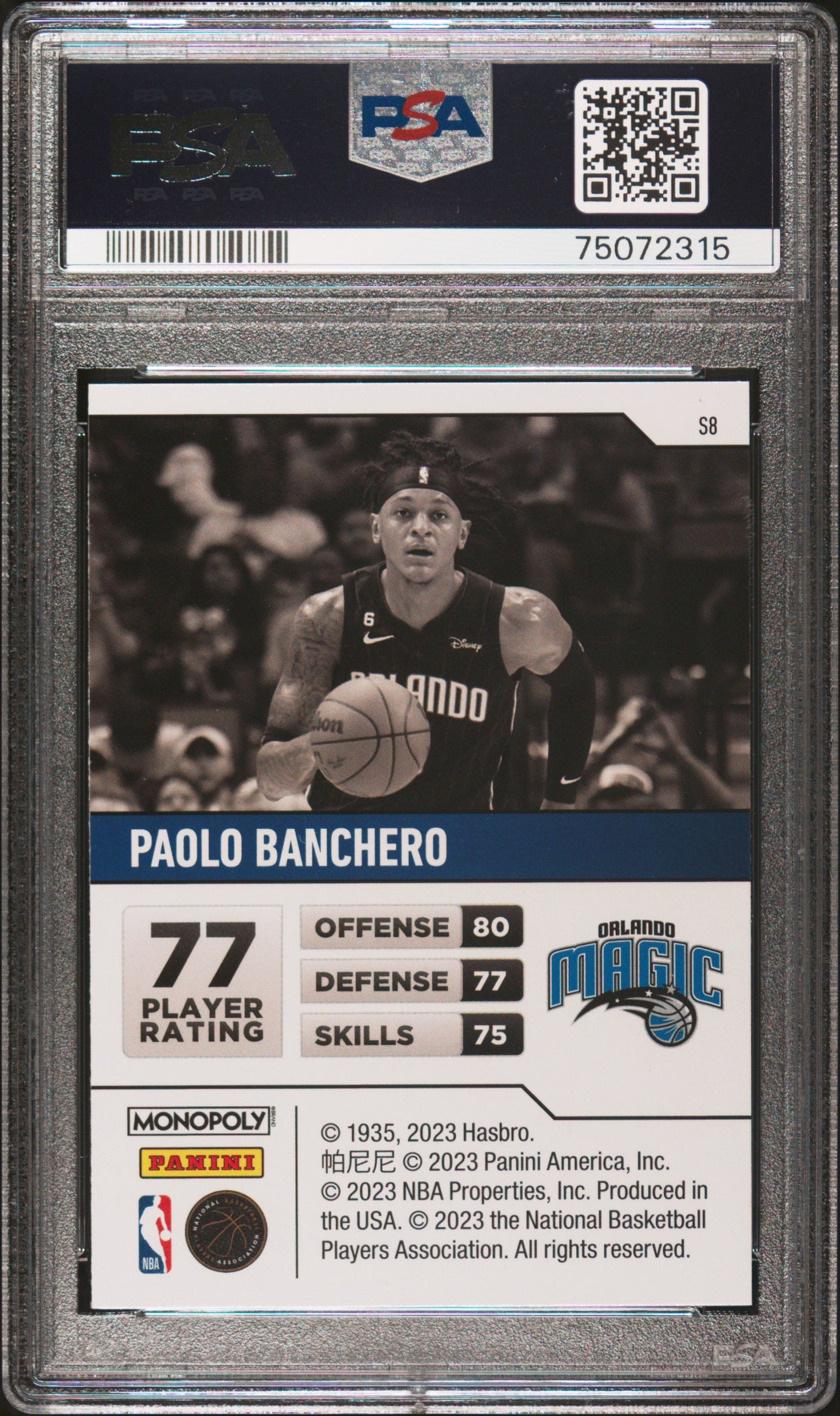 2022 Panini Prizm Monopoly Starter Pack Paolo Banchero #S8 PSA 10