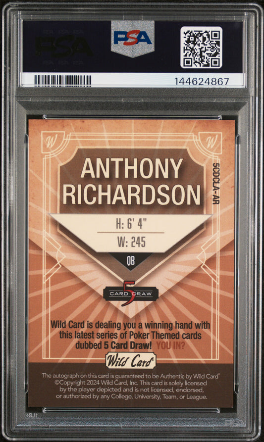 2024 Wild Card Tie-Dye Auto Anthony Richardson #AR Gold 3 1/1 PSA 9