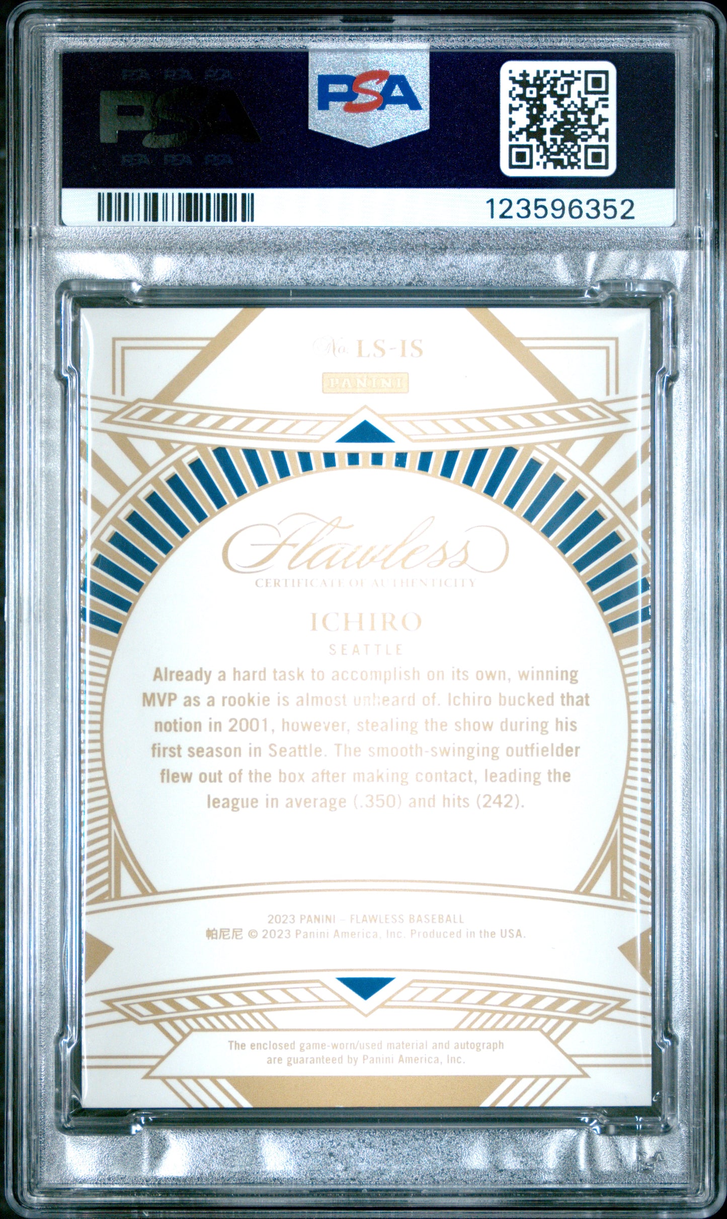 2024 Panini Flawless Update Ichiro #LSIS '23 Limelight SG Emerald PSA 8