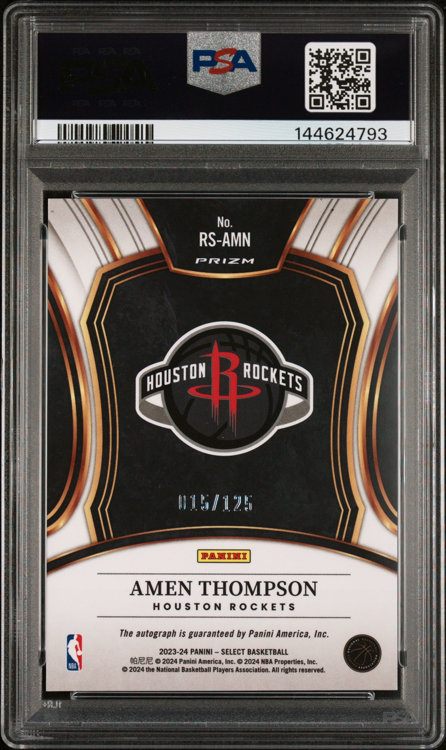 2023 Panini Select Rookie Signatures Amen Thompson #RSAMN PSA 9