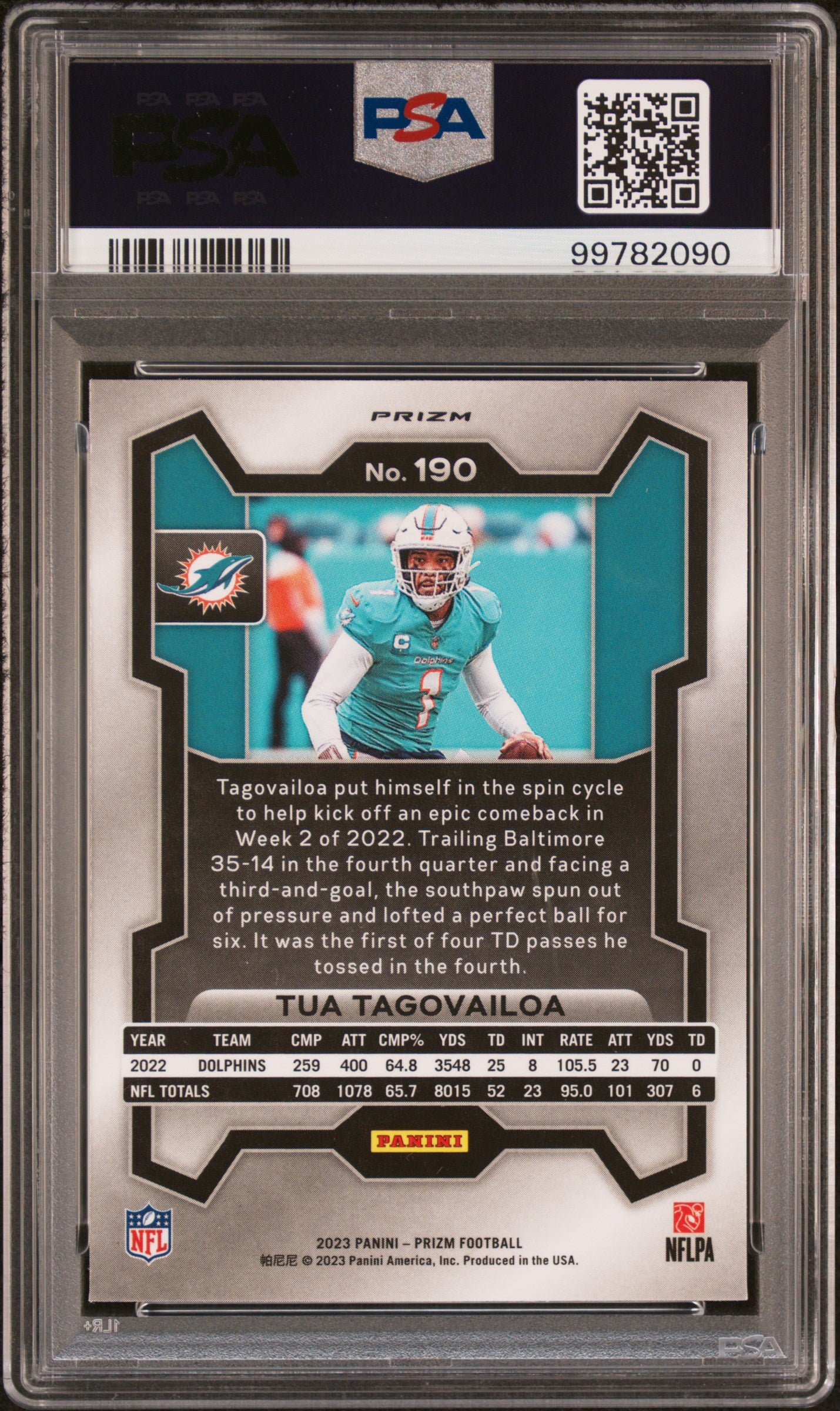 2023 Panini Prizm Tua Tagovailoa #190 Orange Ice PSA 9