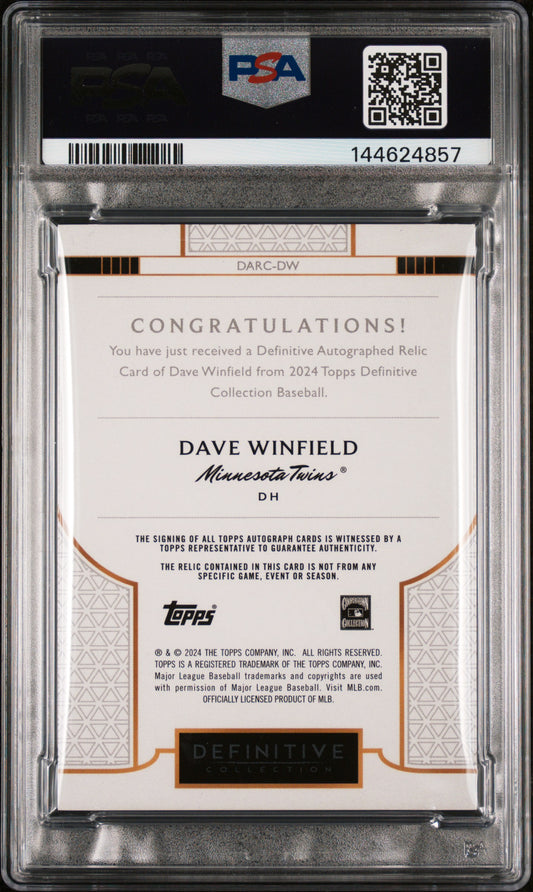 2024 Topps Definitive Collection Auto Relic Dave Winfield #DARCDW PSA 8 /40