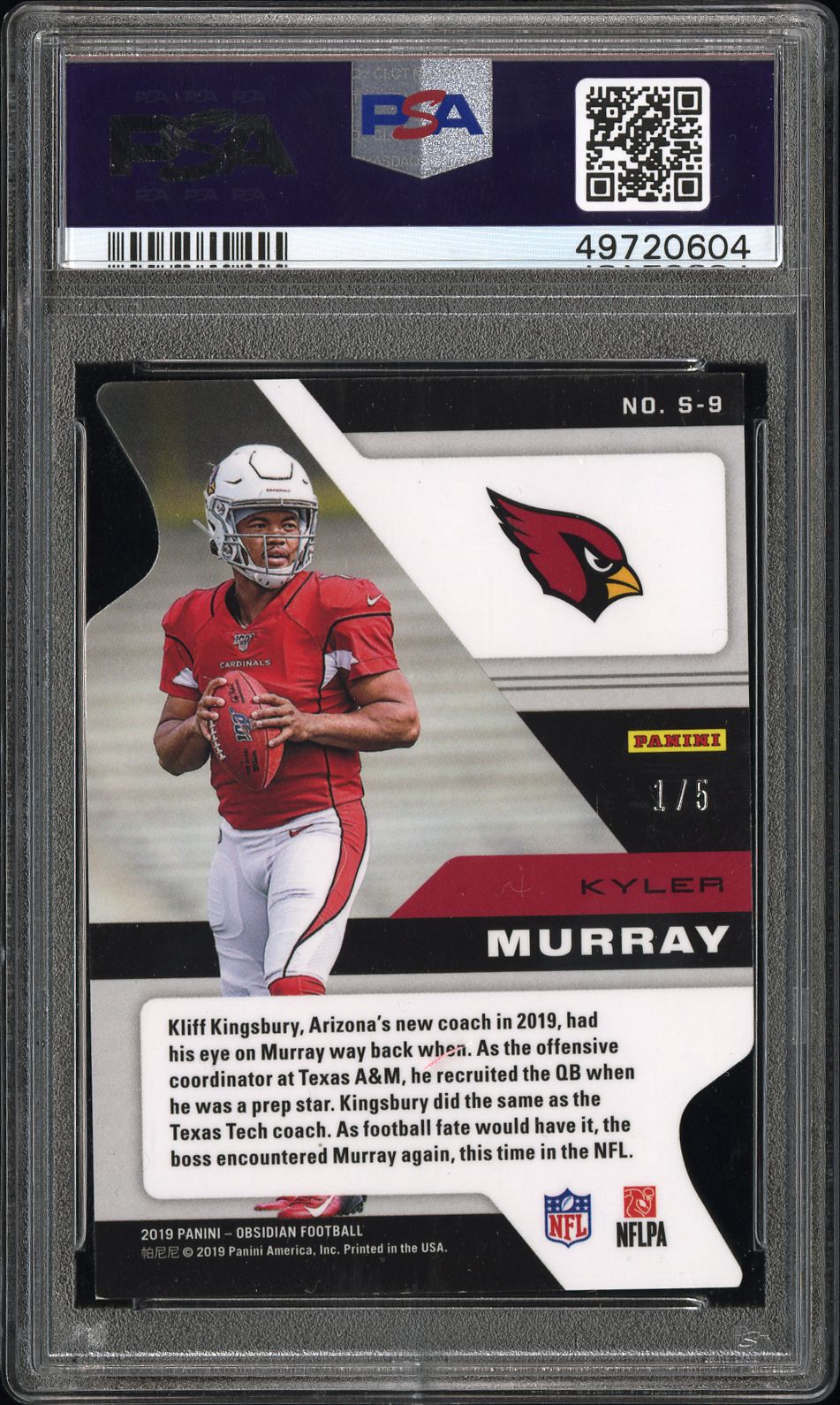 2019 Panini Obsidian Supernova Kyler Murray #S9 Red /5 PSA 9