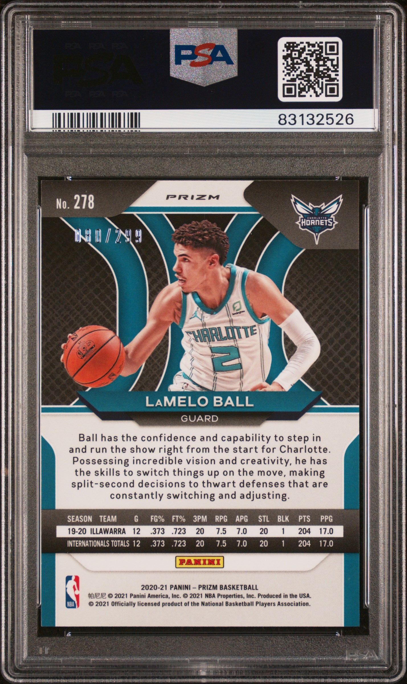 2020 Panini Prizm Lamelo Ball #278 Red Prizm PSA 10