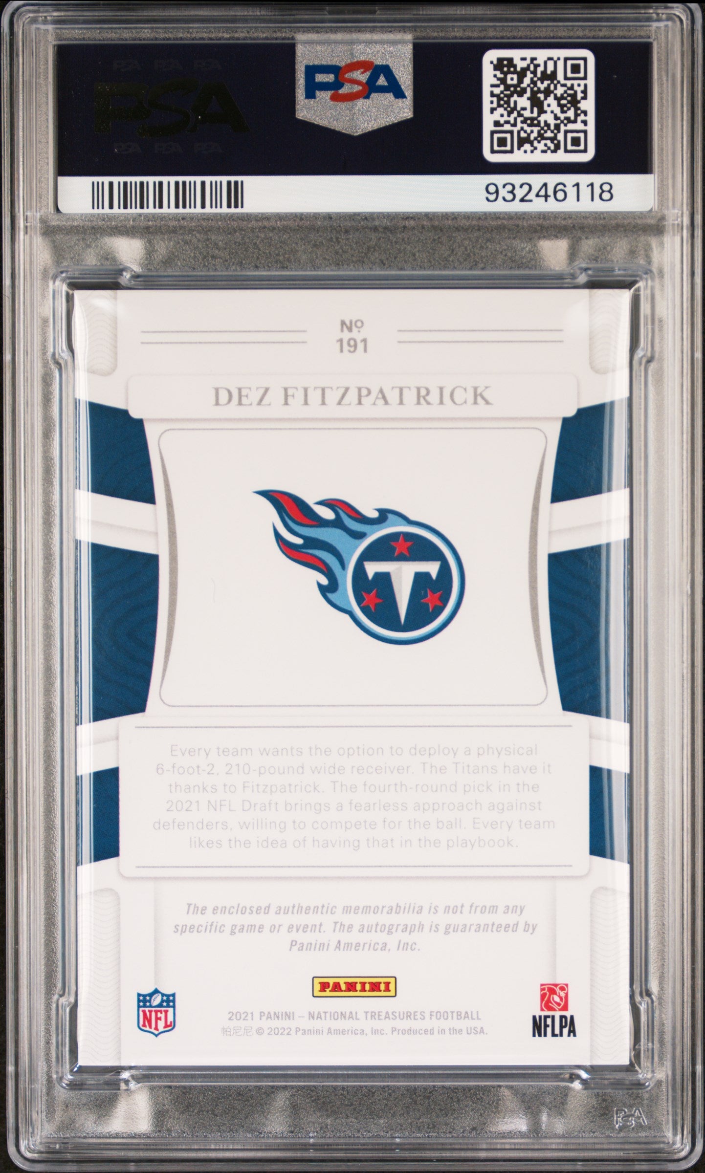 2021 National Treasures Dez Fitzpatrick #191 Rookie Patch Auto Silver PSA 8 RPA