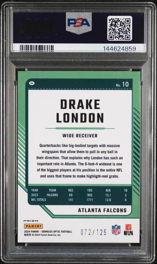 2024 Panini Donruss Optic Drake London #10 Red 072/125 PSA 9