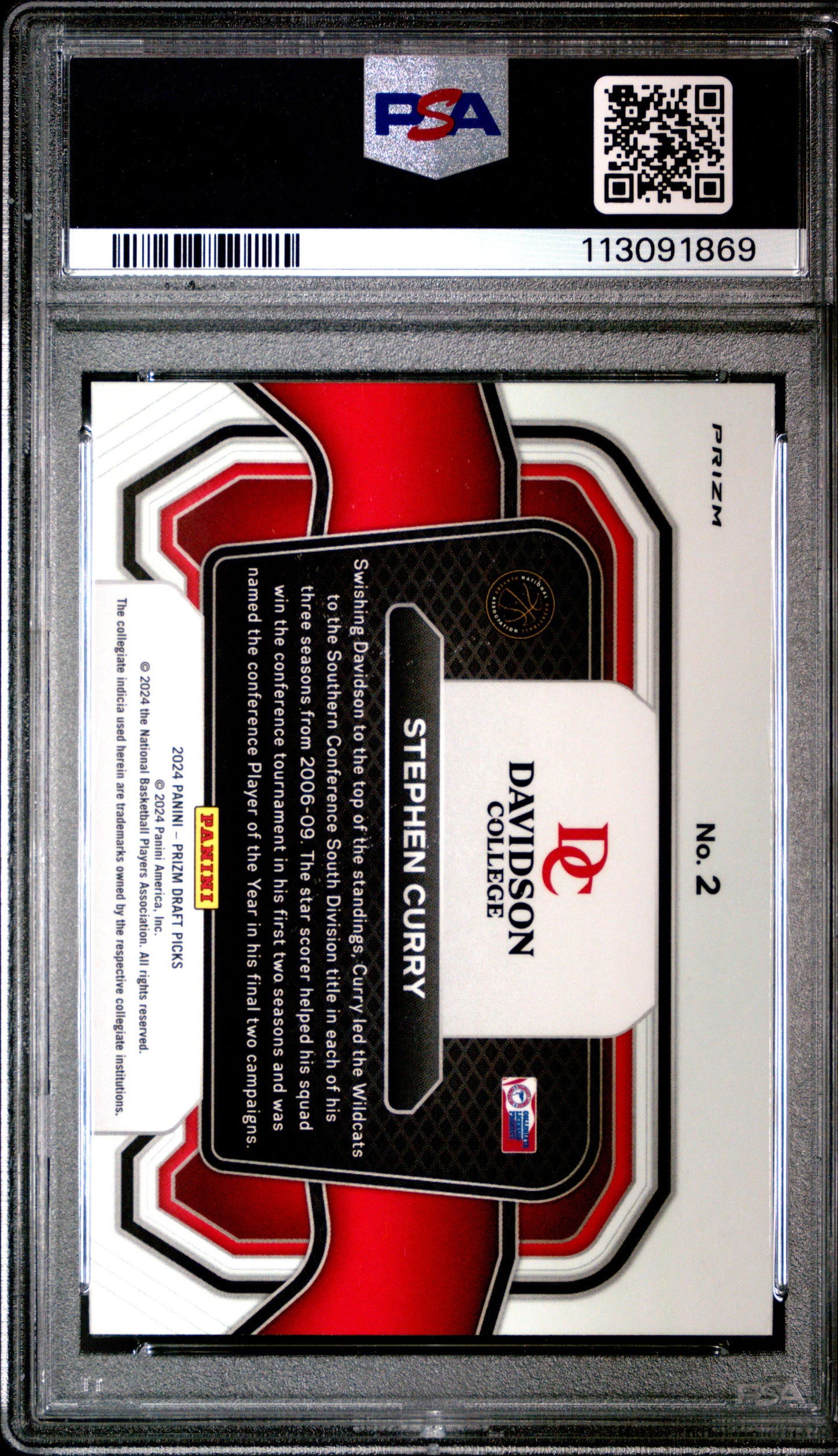 2024 Panini Prizm Draft Picks Campus Legends Stephen Curry #2 Orange Ice PSA 9