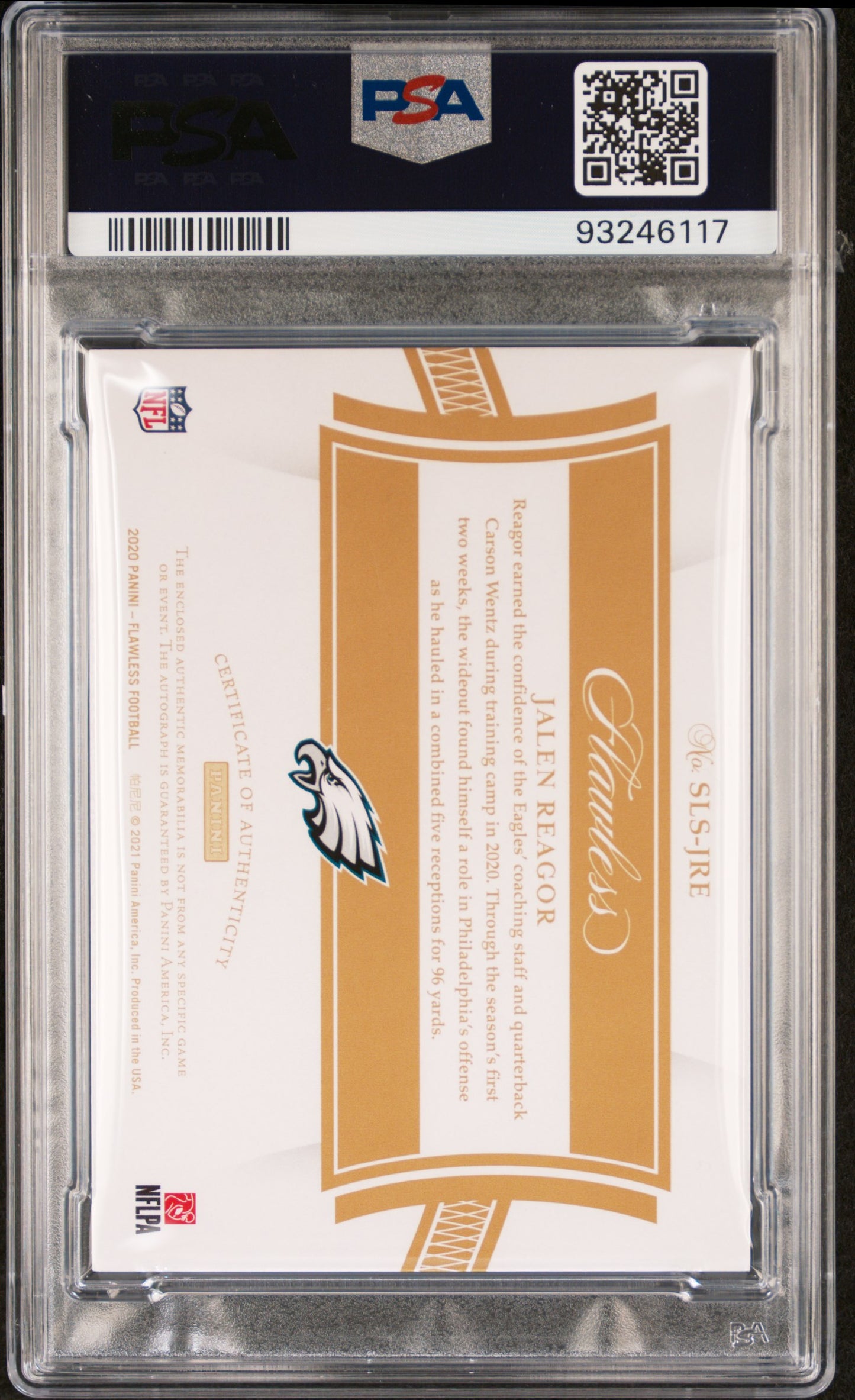 2020 Panini Flawless Jalen Reagor #SLSJRE Shield Signatures PSA 9 Auto 10