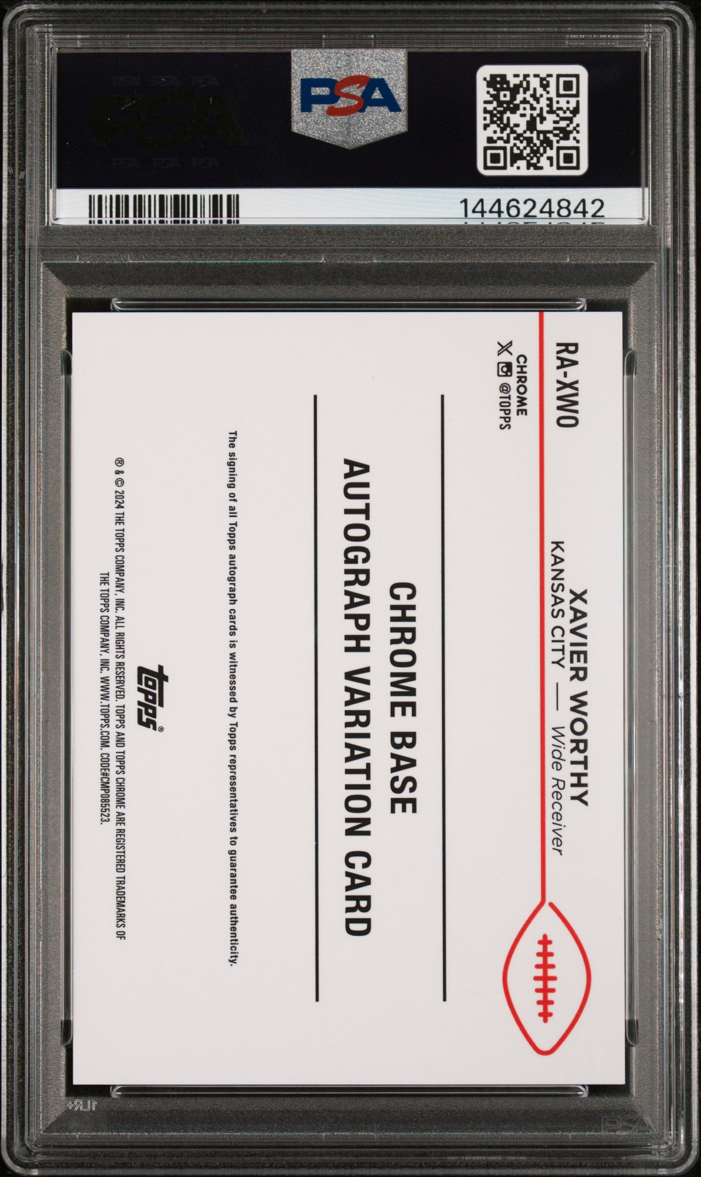 2024 Topps Chrome Rookie Autographs Variations Xavier Worthy #RAXWO PSA 9