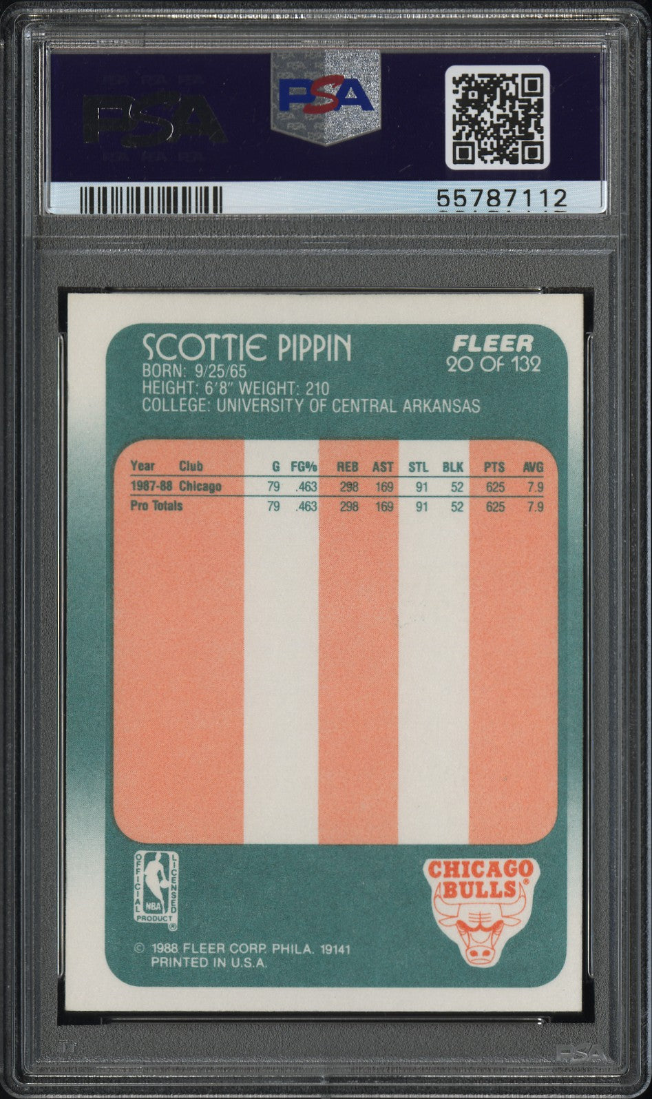 1988 Fleer Scottie Pippen #20 PSA 8
