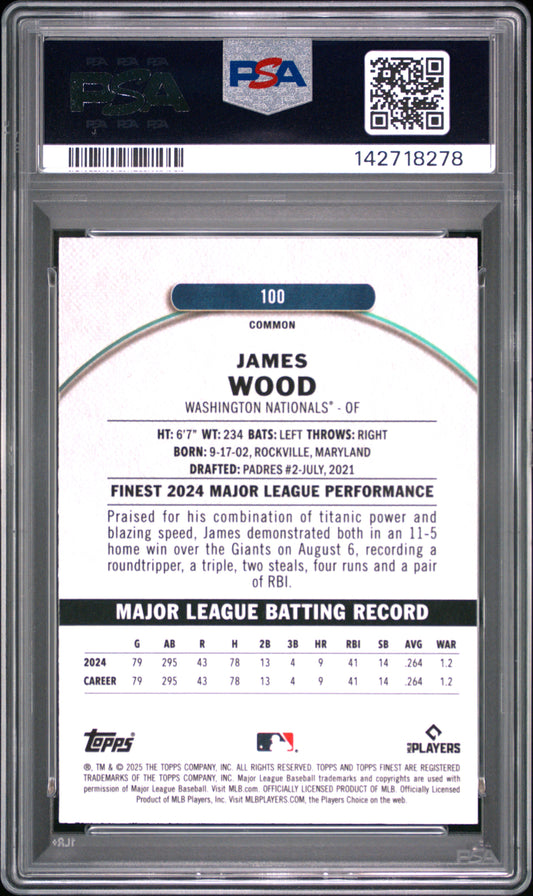2025 Topps Finest James Wood #100 Magenta Refractor PSA 10