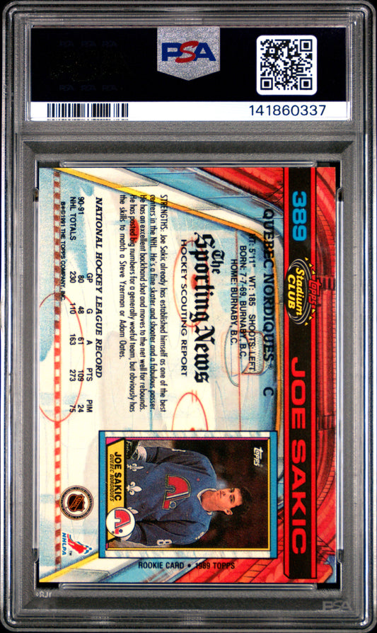1991 Stadium Club Joe Sakic #389 PSA 8
