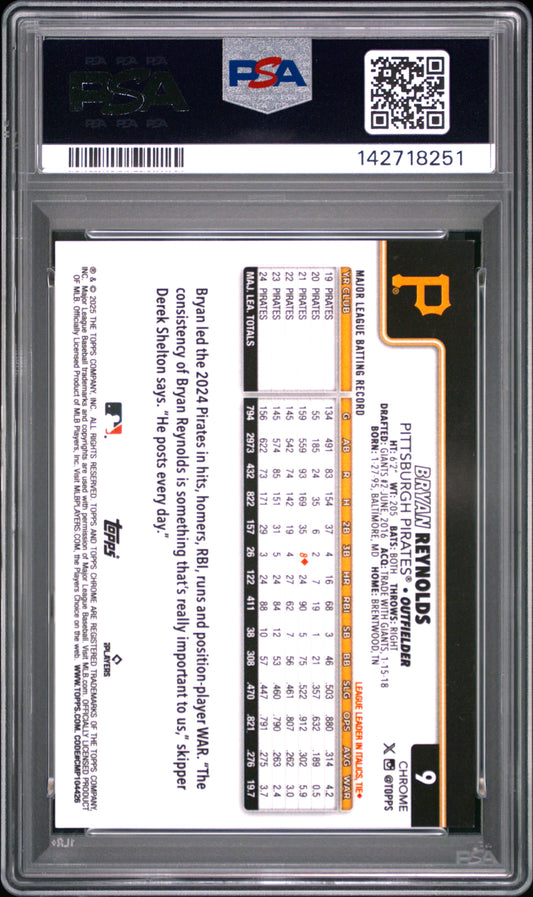 2025 Topps Chrome Bryan Reynolds #9 Black Geometric 08/10 PSA 9