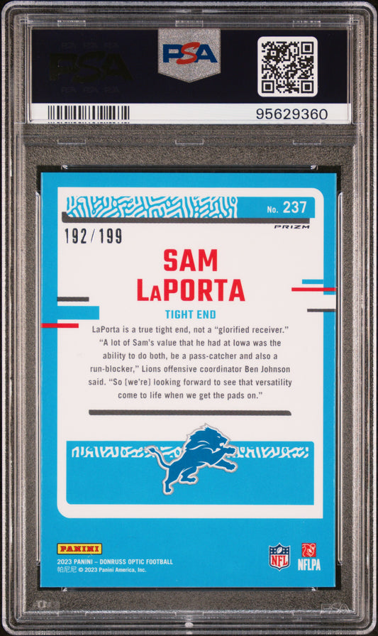 2023 Panini Donruss Optic Sam Laporta #237 Blue PSA 10