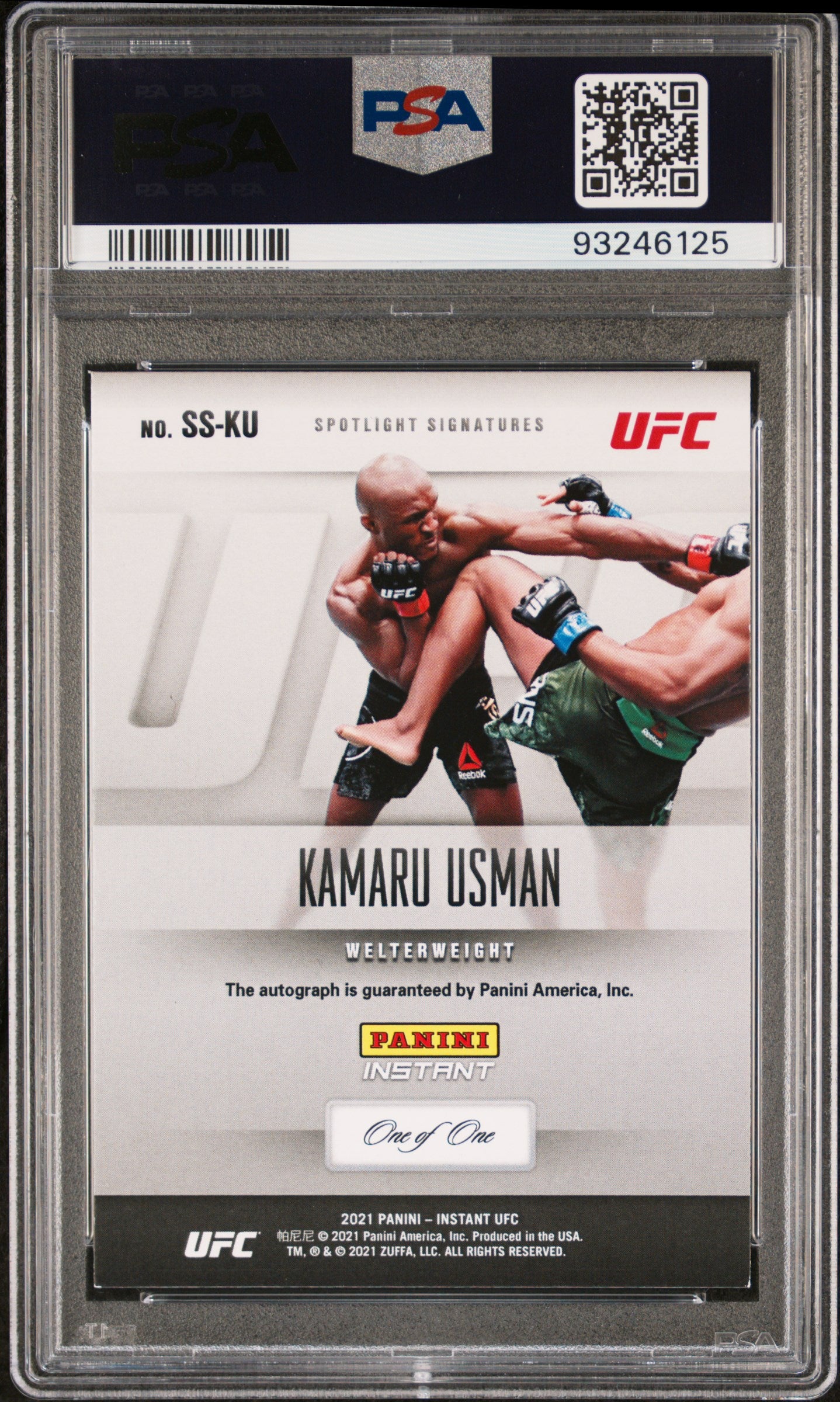 2021 Instant UFC Kamaru Usman #SSKU Spotlight Signatures Black PSA 8 Auto 8