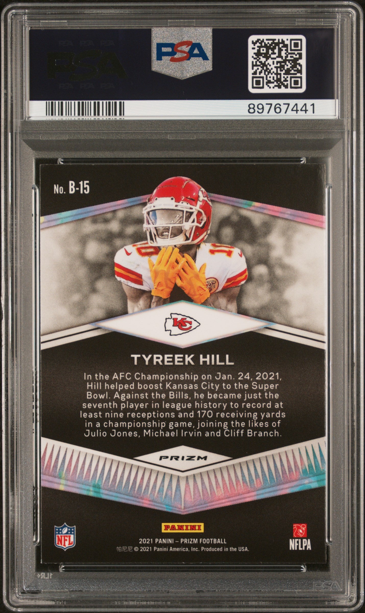 2021 Panini Prizm Brilliance Tyreek Hill #B15 No Huddle PSA 10