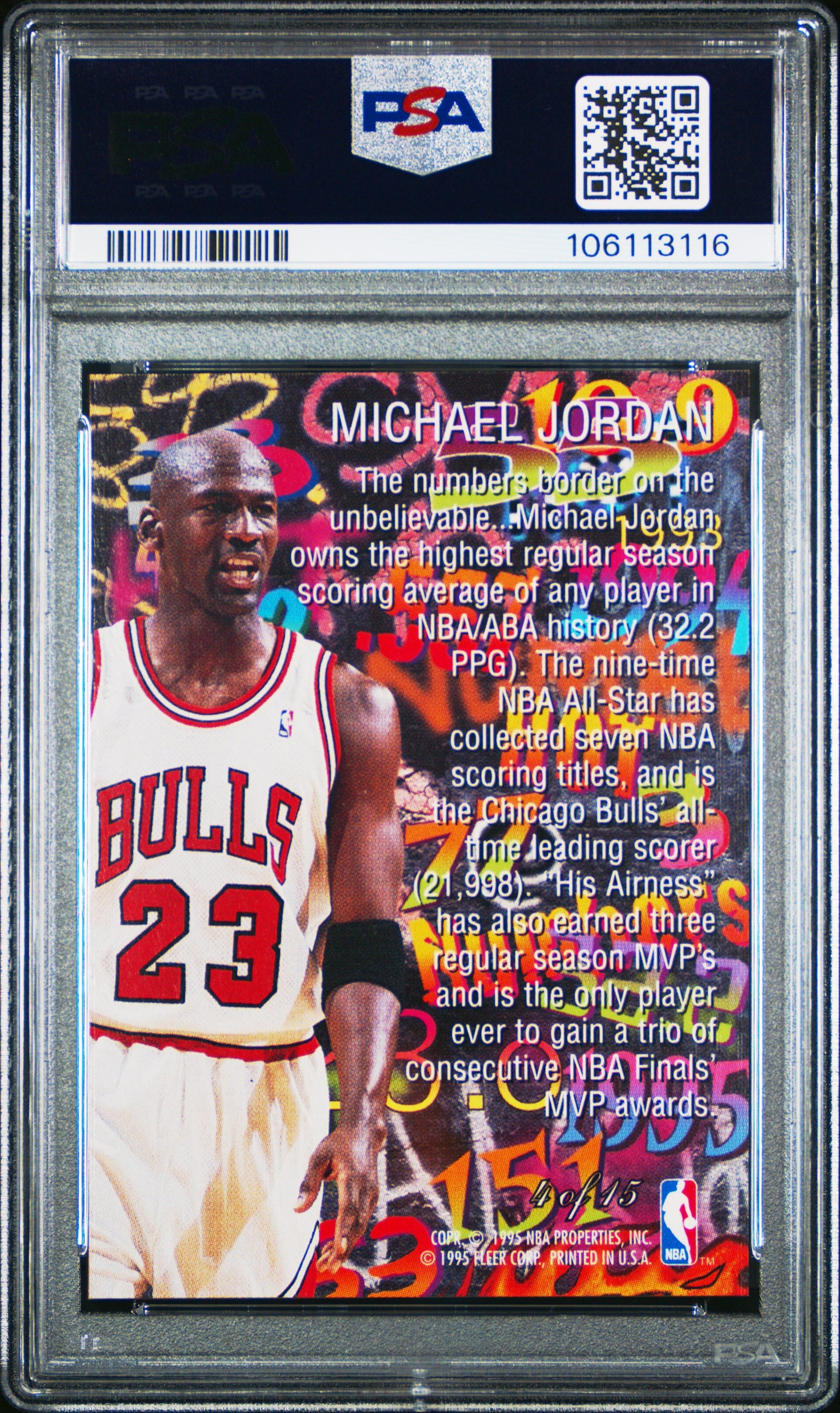 1995 Flair Hot Numbers Michael Jordan #4 PSA 9