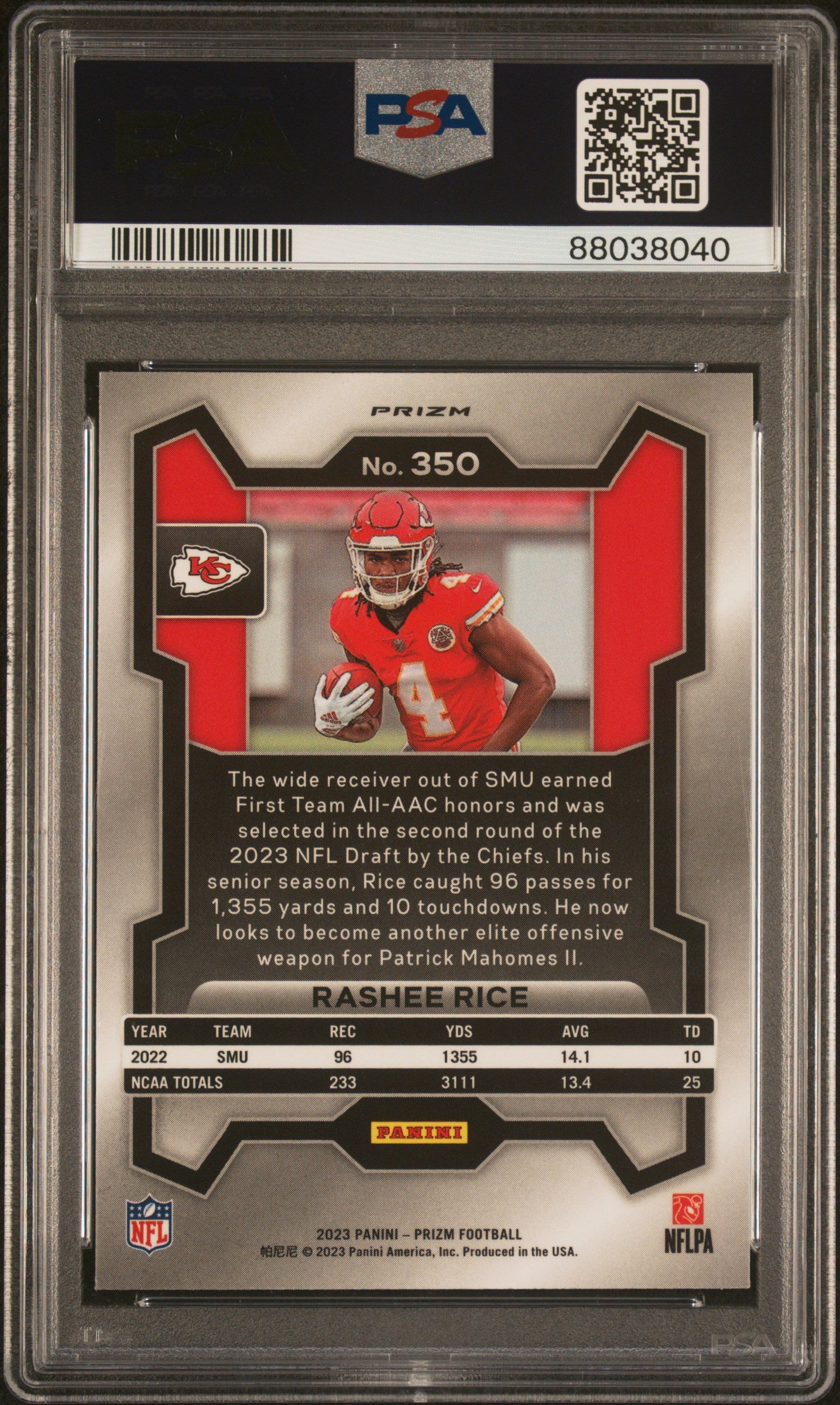 2023 Panini Prizm Rashee Rice #350 Black & White Checker PSA 10