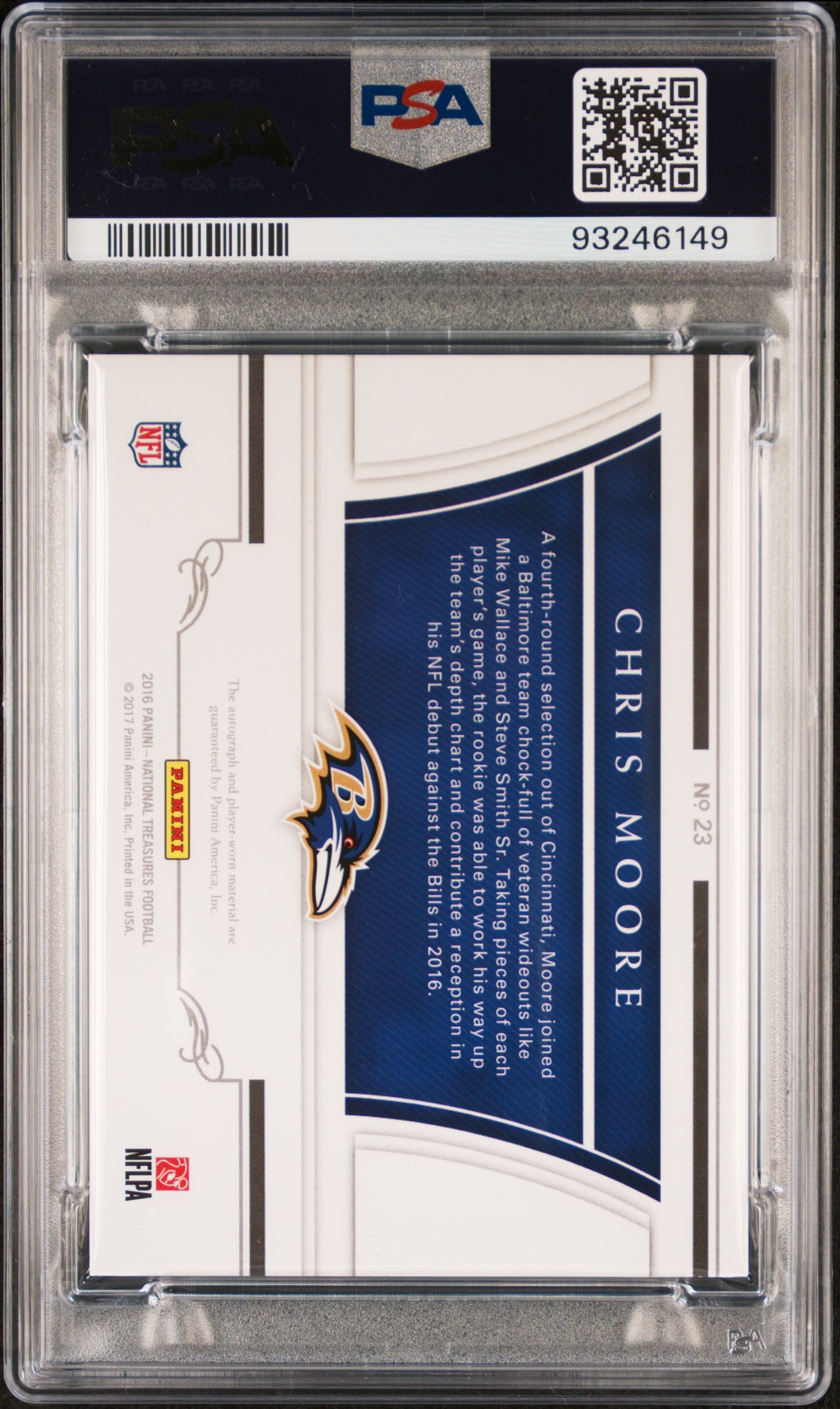 2016 National Treasures Chris Moore #23 Rookie Patch Auto NFL Shield PSA 8 RPA