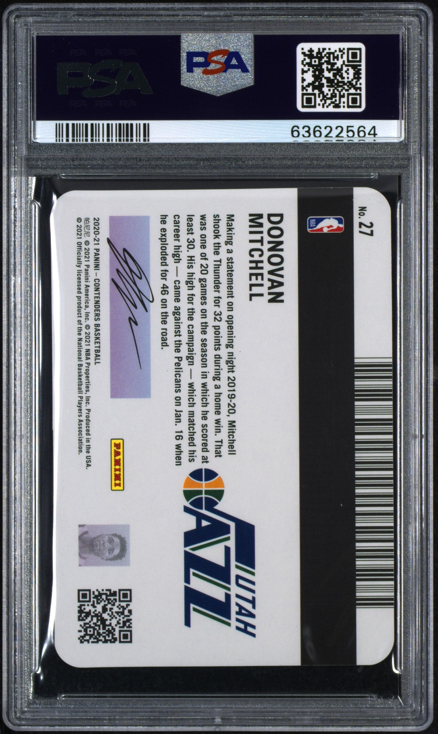 2020 Panini Contenders License To Dominate Donovan Mitchell #27 PSA 10