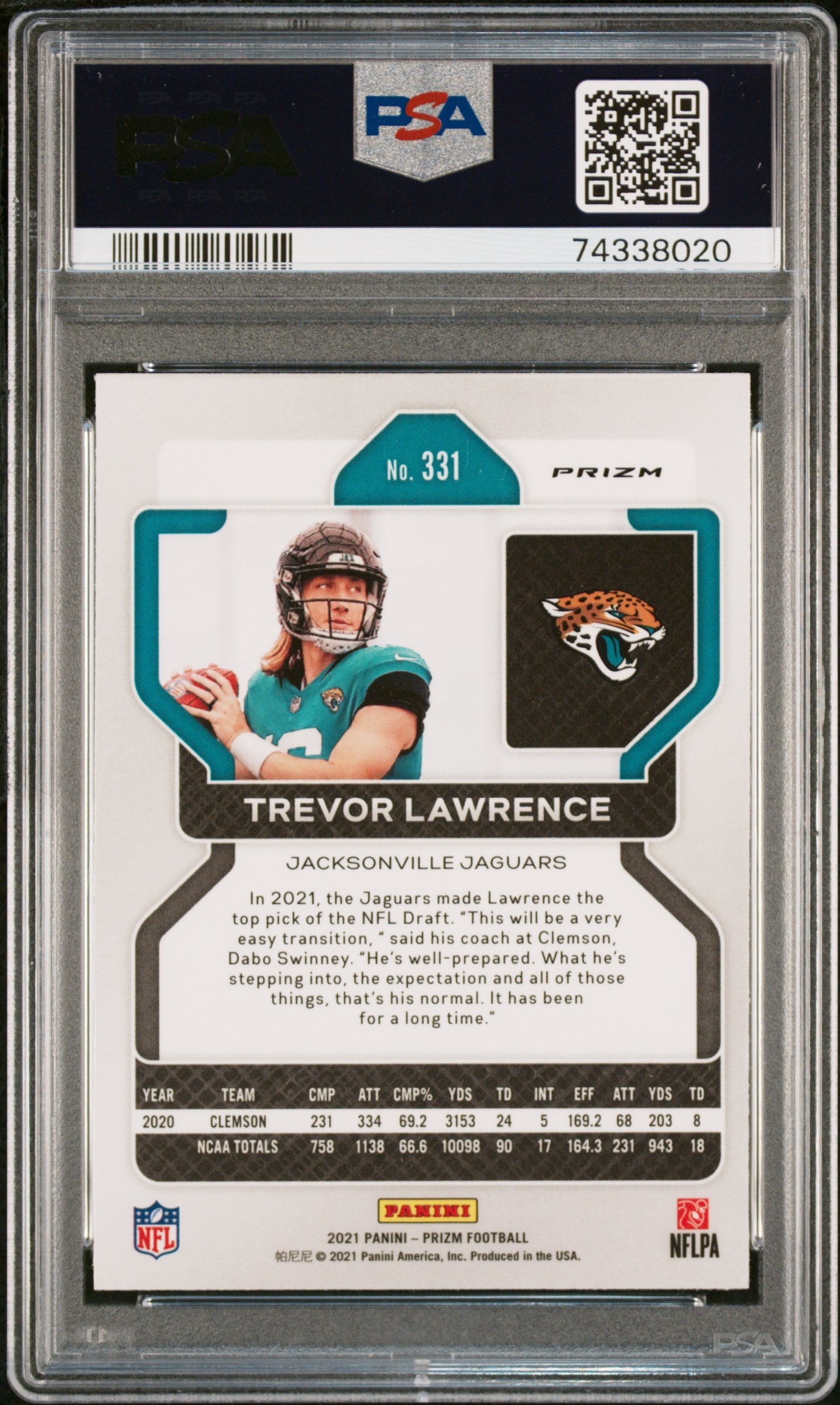 2021 Panini Prizm Trevor Lawrence #331 Disco PSA 9
