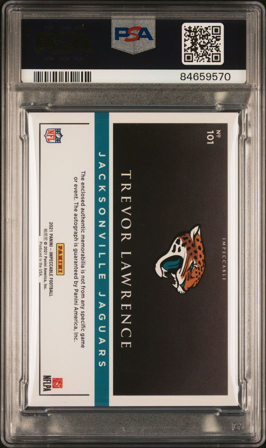 2021 Panini Impeccable Trevor Lawrence #101 Hlmt Nameplate Au. PSA 10 Auto A