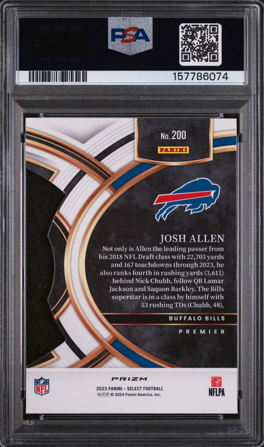 2023 Panini Select Josh Allen #200 Die Cut Zebra Prizm PSA 8