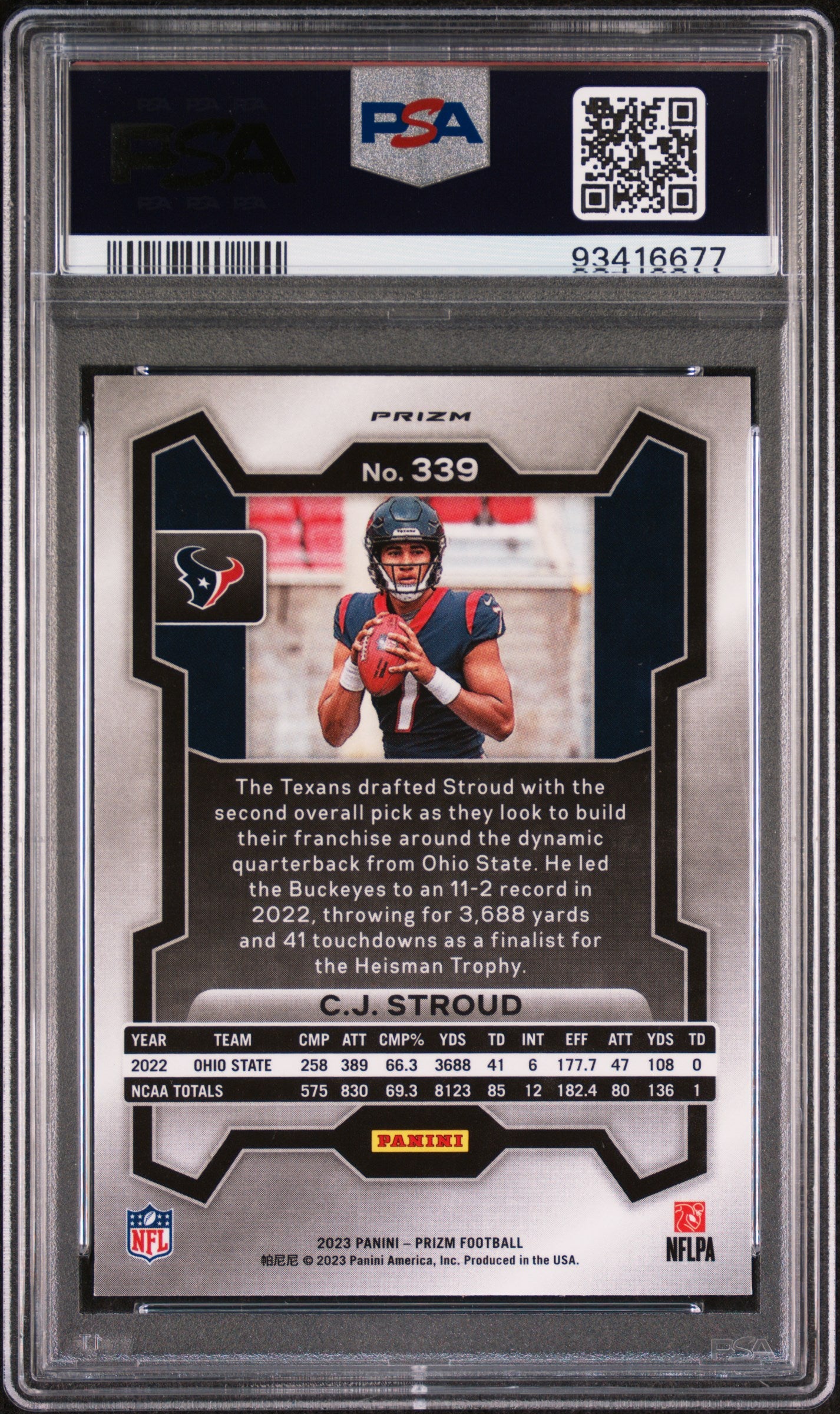 2023 Panini Prizm CJ Stroud #339 Disco PSA 9