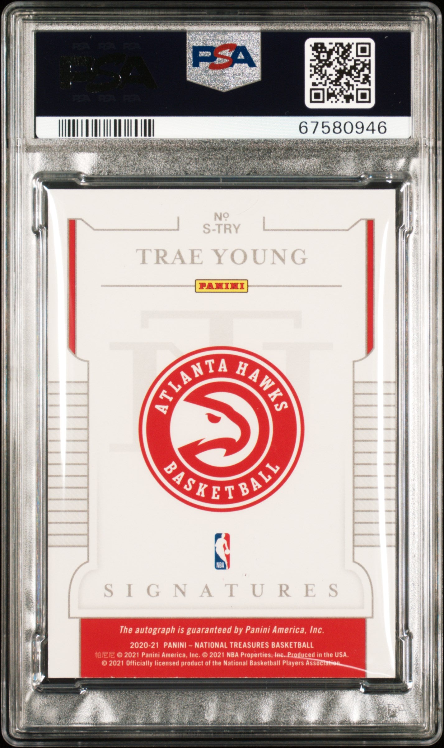 2020 National Treasures #TRY Trae Young Emerald Autograph Auto 1/5 PSA DNA 9