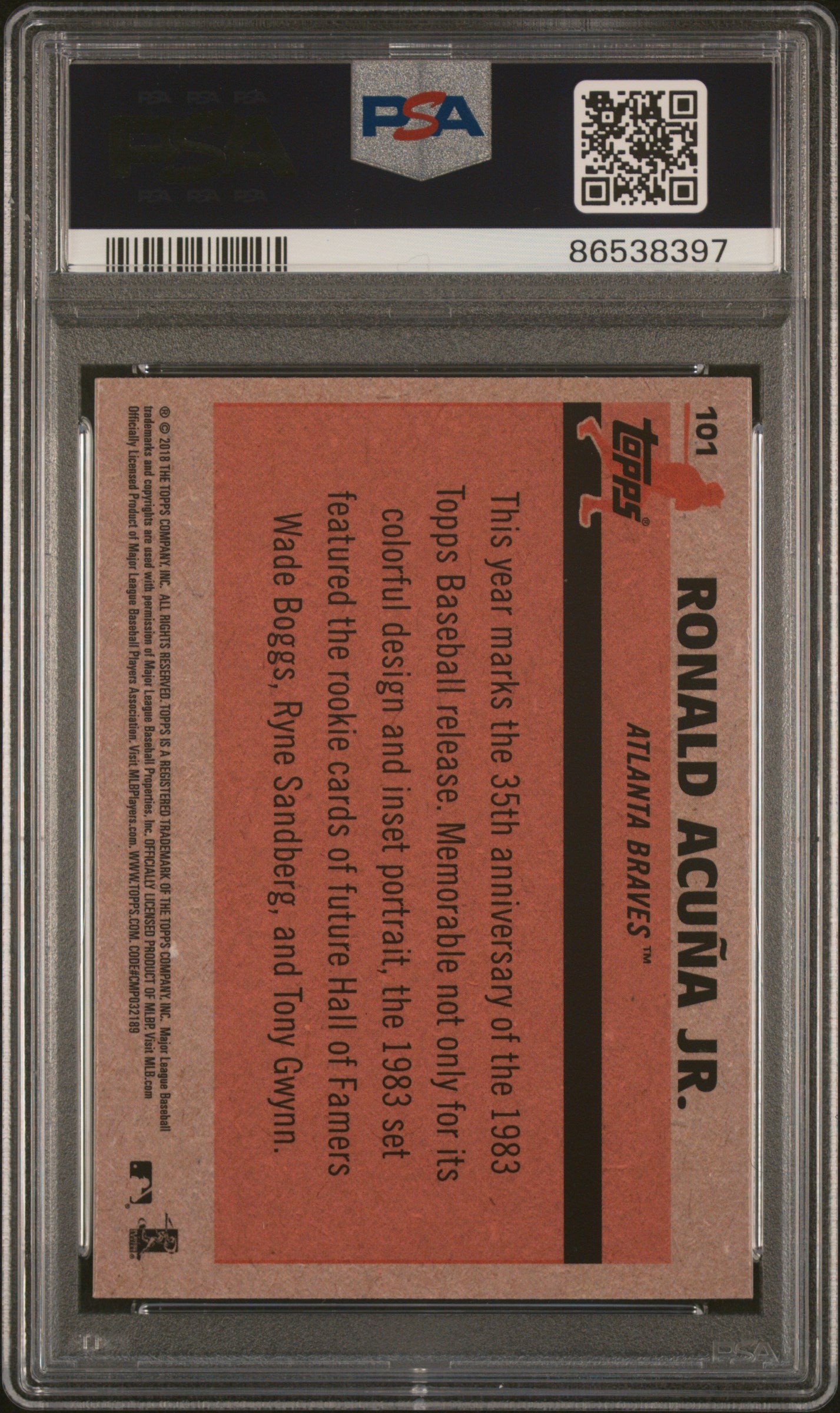 2018 Topps Silver Pack 1983 Chrome Promo Ronald Acuna JR. #101 PSA 10