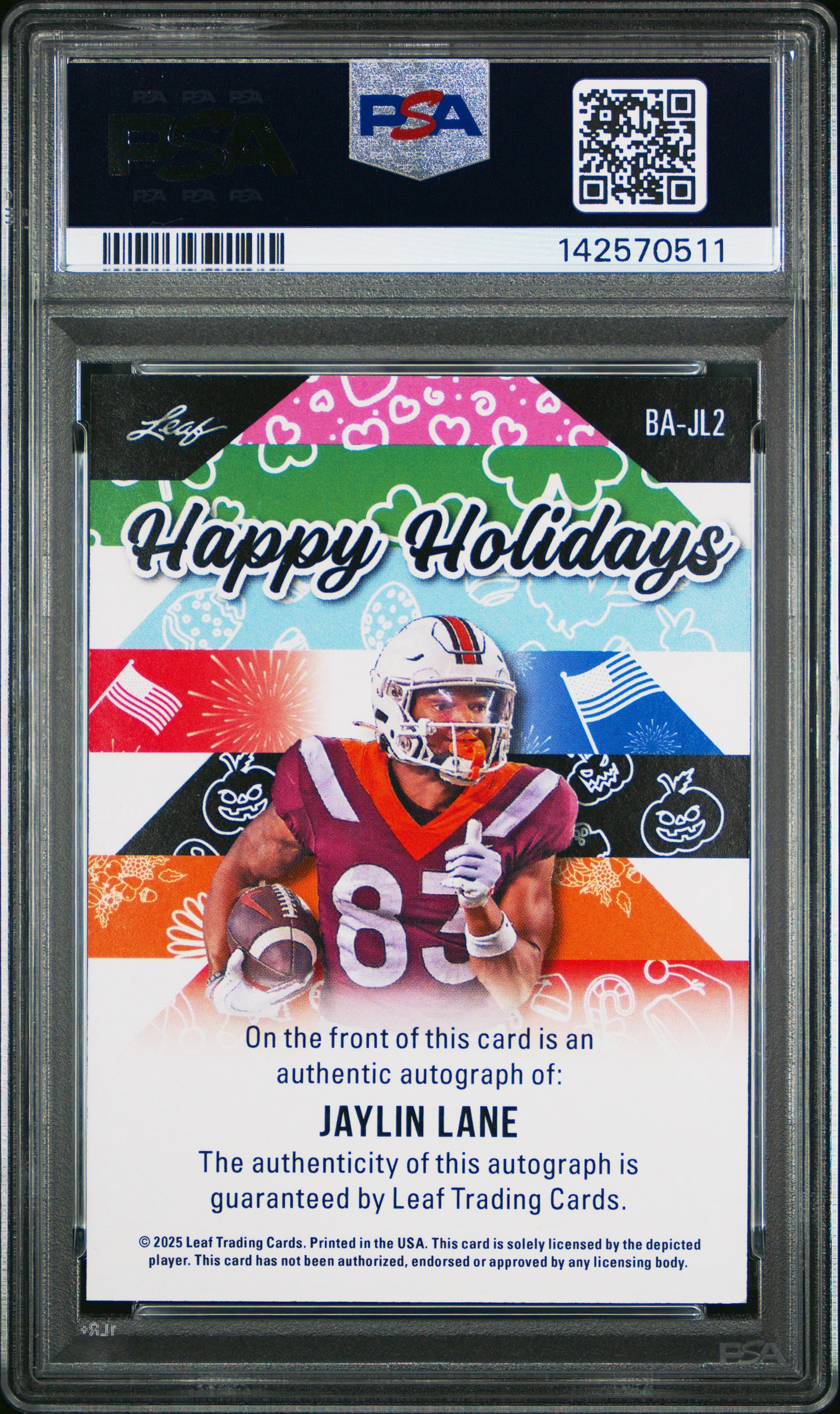 2025 Leaf Holiday Pack Autographs Jaylin Lane #BAJL2 PSA 9