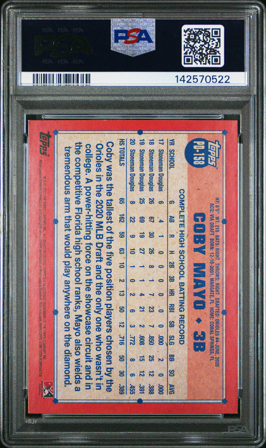 2025 Topps Archives Signature Series Coby Mayo #PD158 2021 Pro Debut PSA 8 2/7