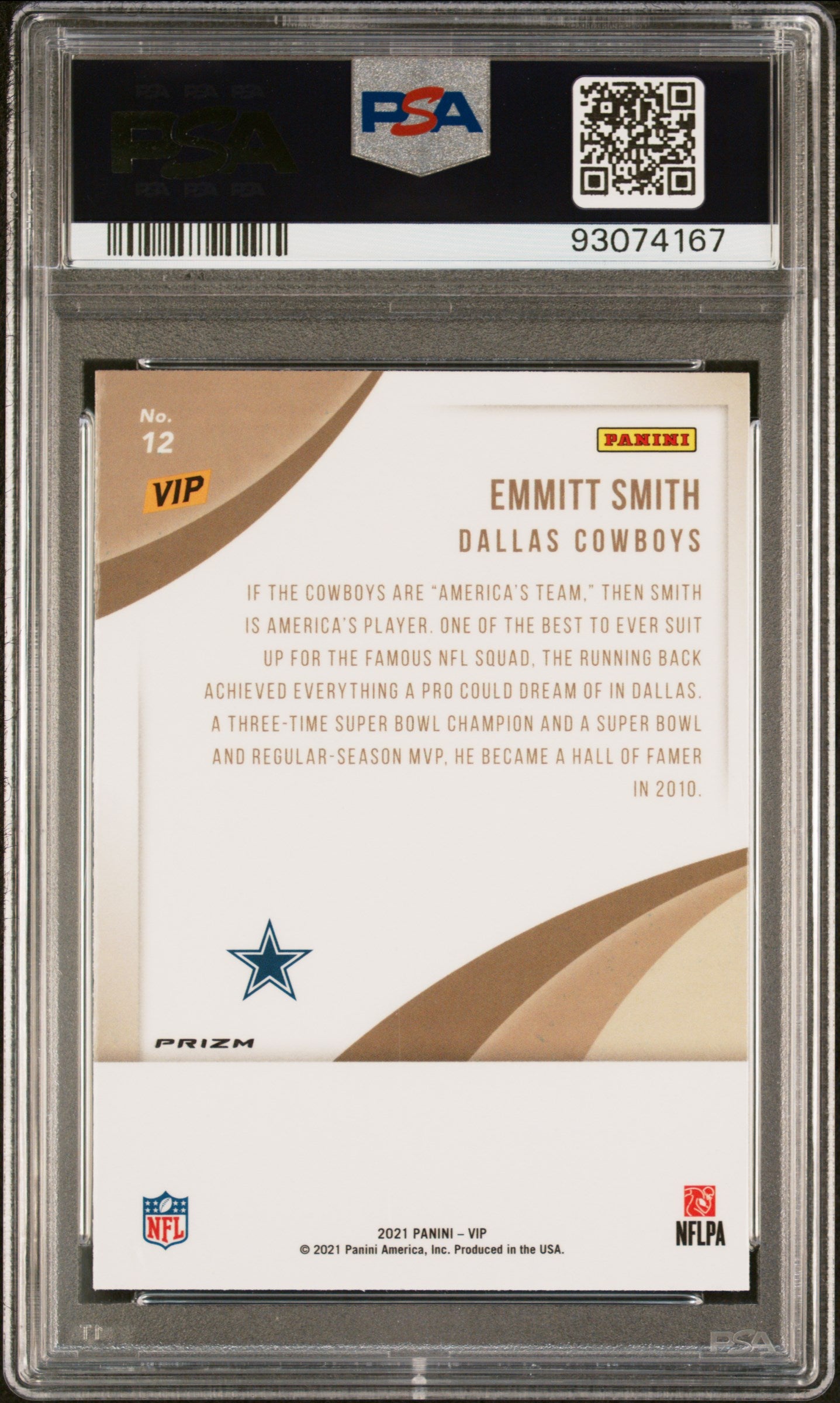 2022 Panini National Vip Emmitt Smith #12 Peacock PSA 10