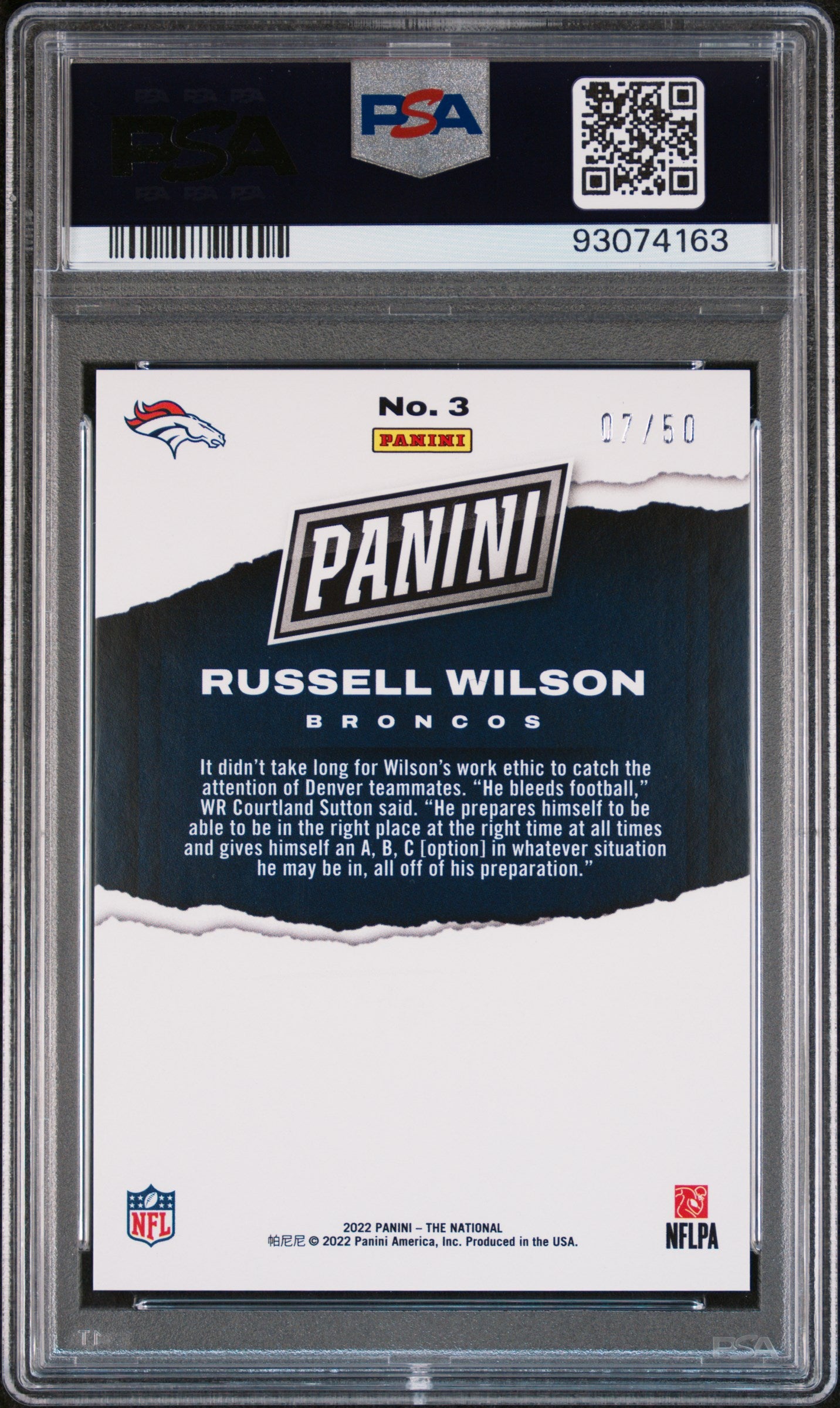 2022 Panini National Russell Wilson #3 Blue PSA 10