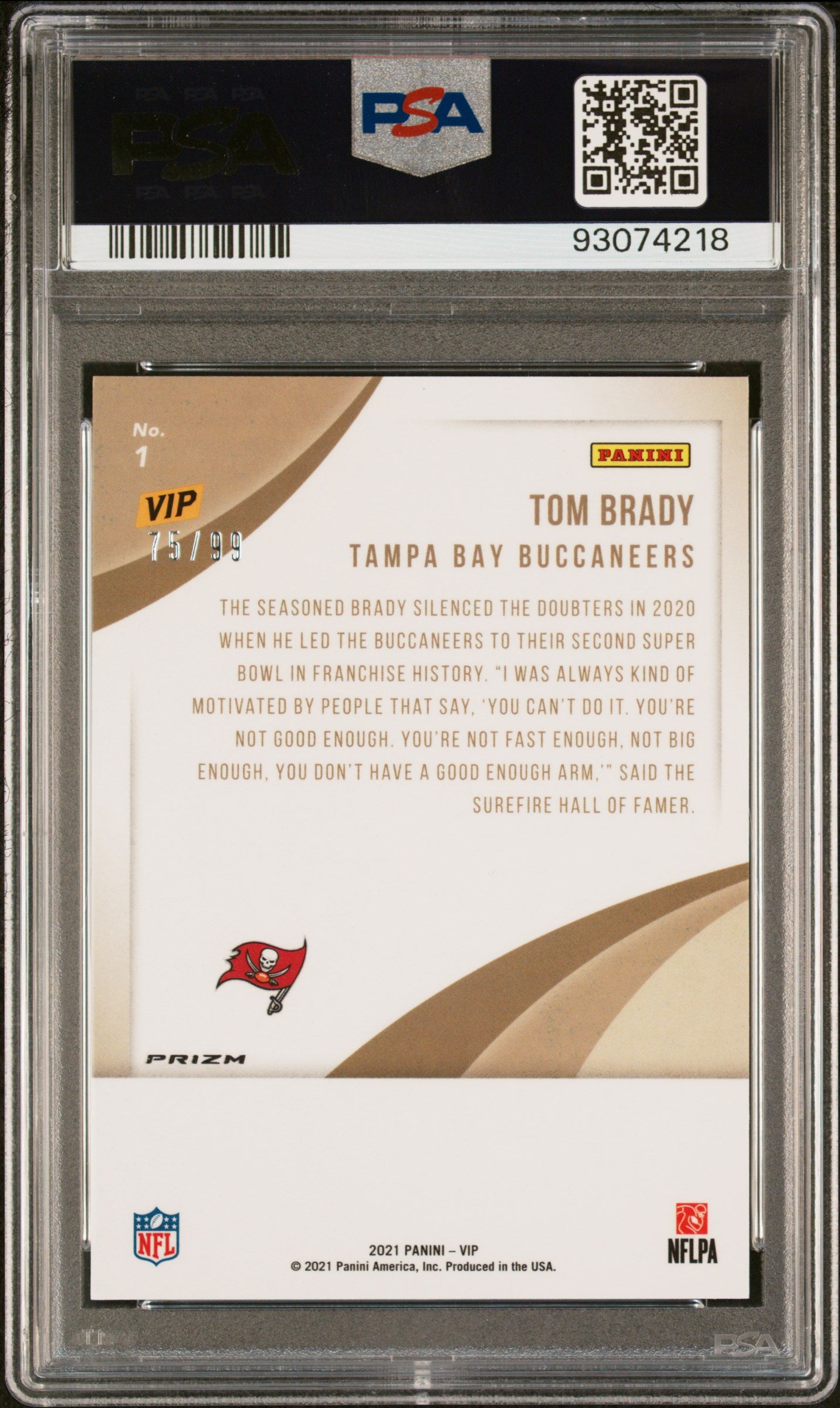 2022 Panini National Vip Tom Brady #1 Cracked Ice PSA 8