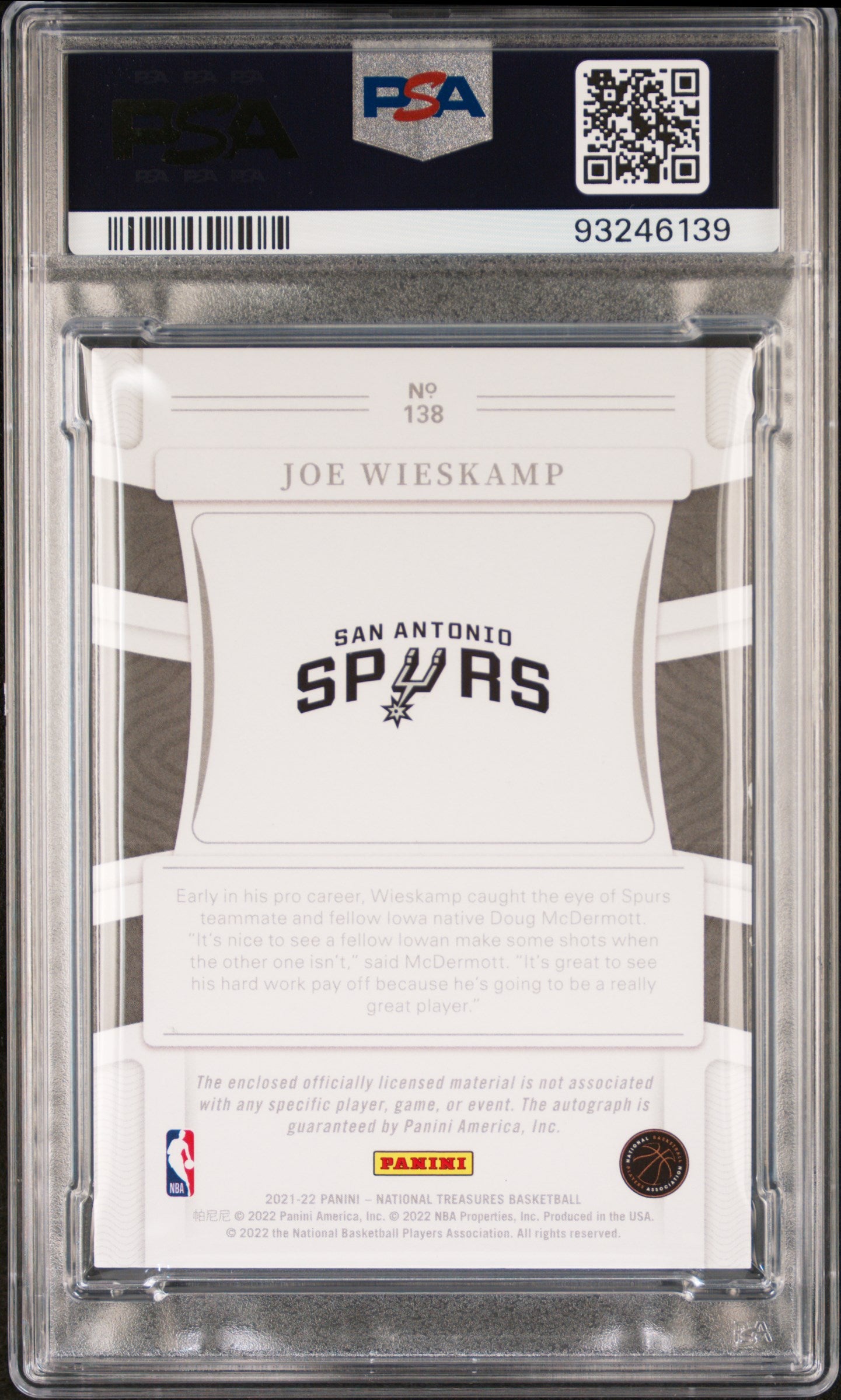 2021 National Treasures Joe Wieskamp Rookie Patch Auto Logo man PSA 7 RPA RC