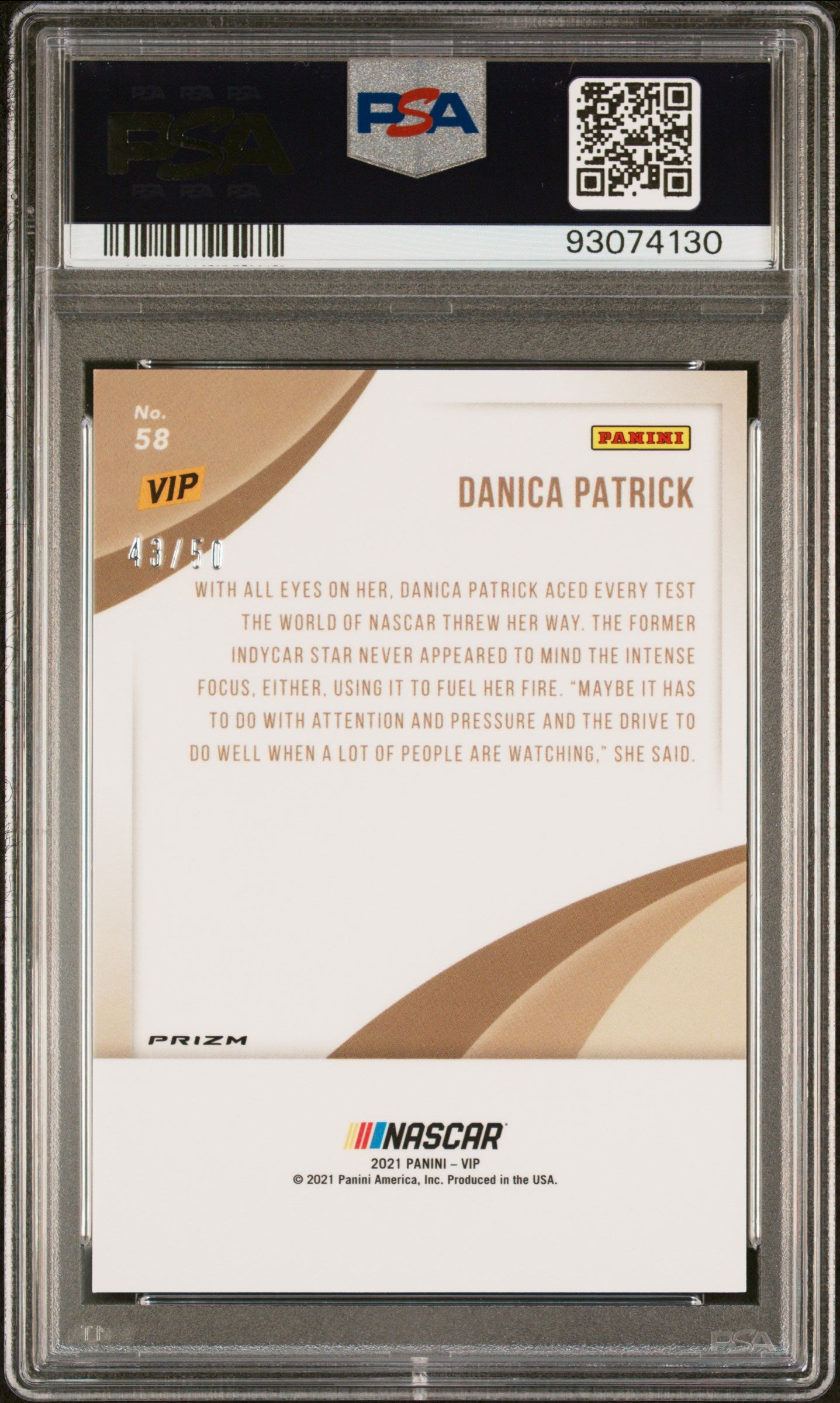 2022 Panini National Vip Danica Patrick #58 Camo Pink PSA 10