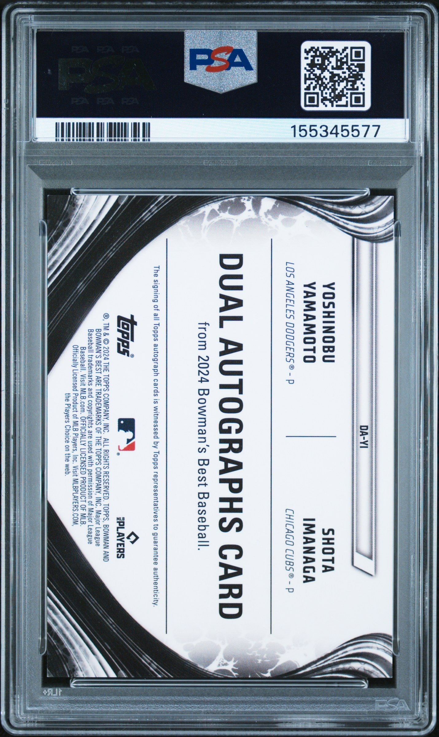 2024 Bowman's Best Dual Autographs Yamamoto Imanaga #DAYI Gold Refractor PSA 8