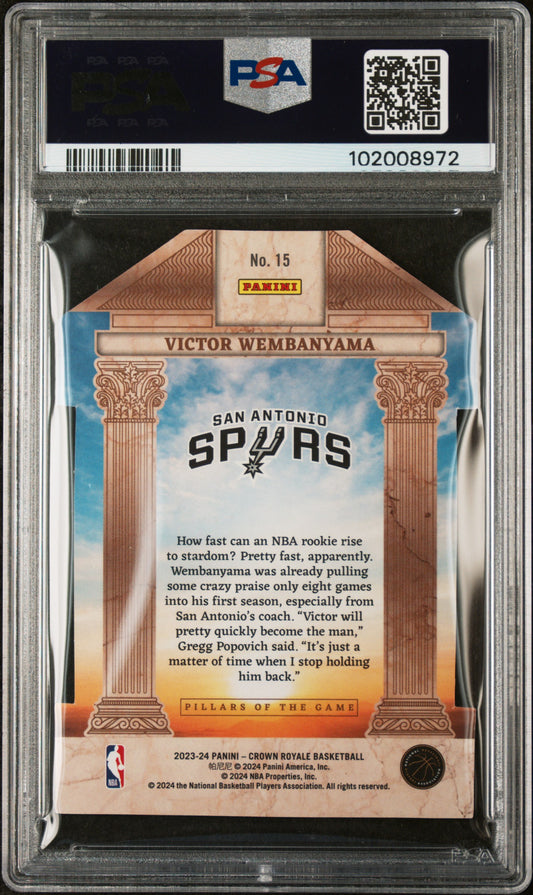 2023 Panini Crown Royale Pillars Of The Game Victor Wembanyama #15 PSA 8