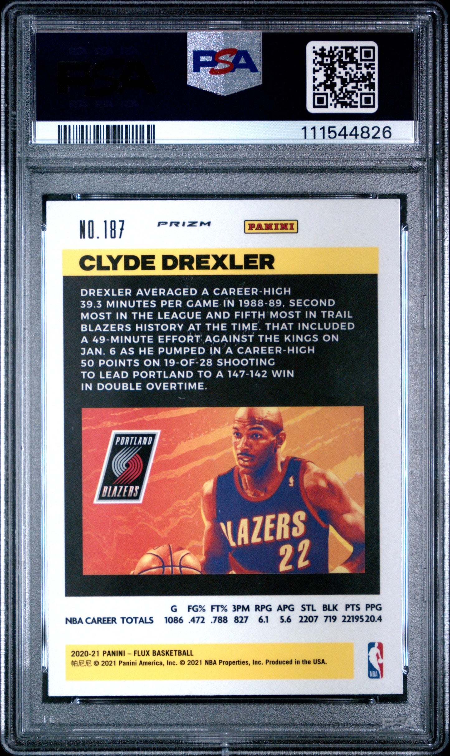 2020 Panini Flux Clyde Drexler #187 Pulsar PSA 10