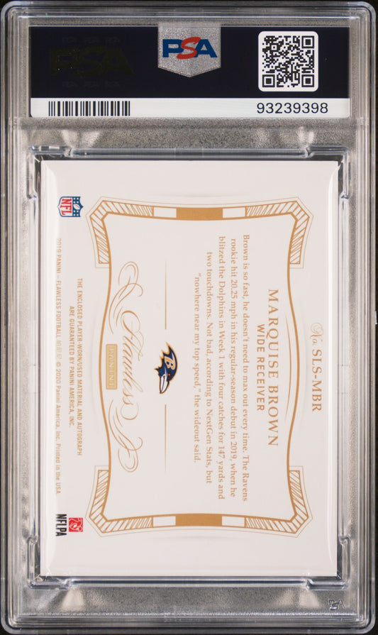 2020 Panini Flawless Marquise Brown #SLSMBR '19 Shield Signature 1/1 PSA 8