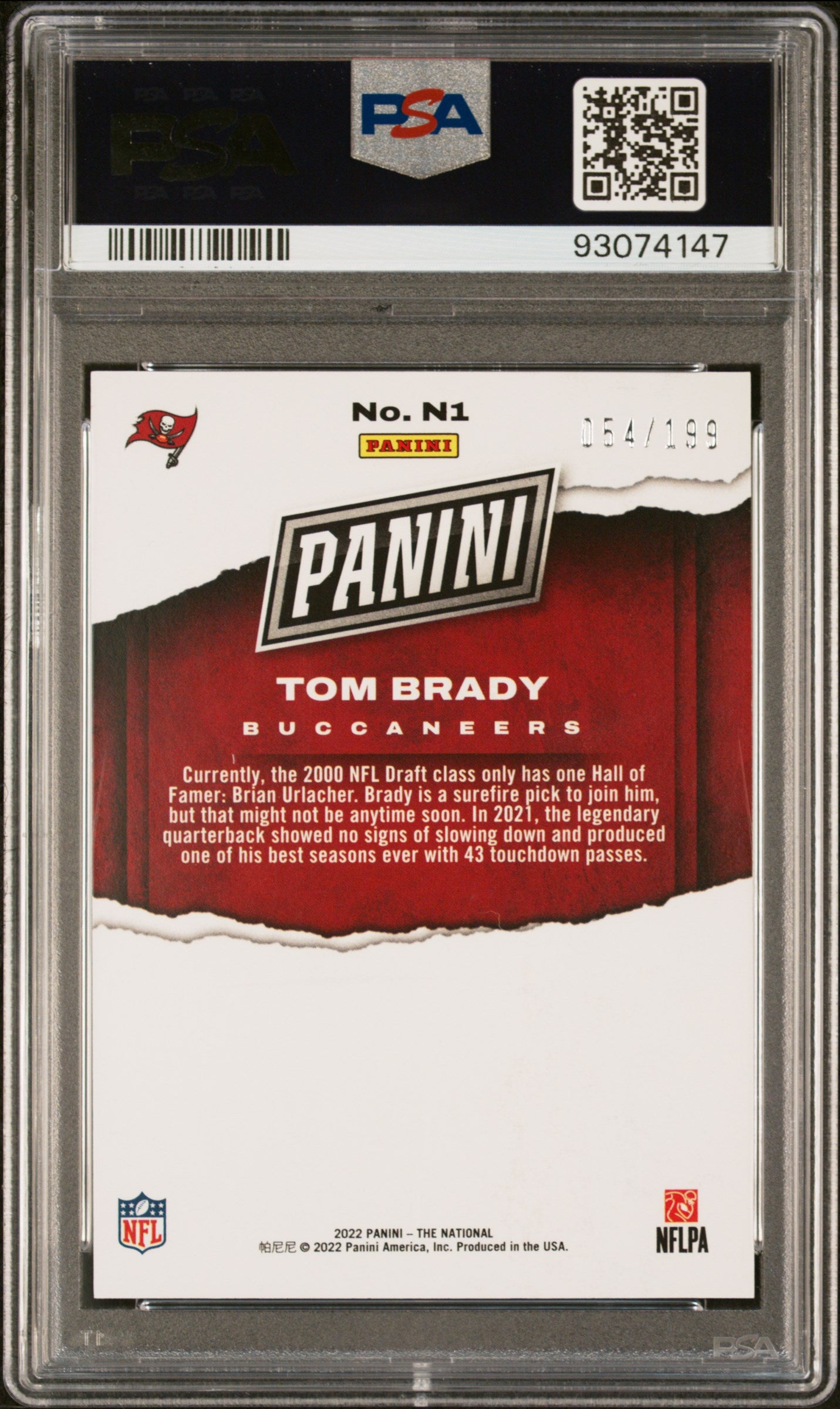 2022 Panini National Insert Tom Brady #N1 Orange PSA 10
