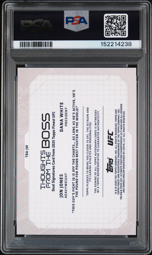 2025 Topps Finest UFC Dual Signatures Jon Jones Dana White #TBA-JW /25