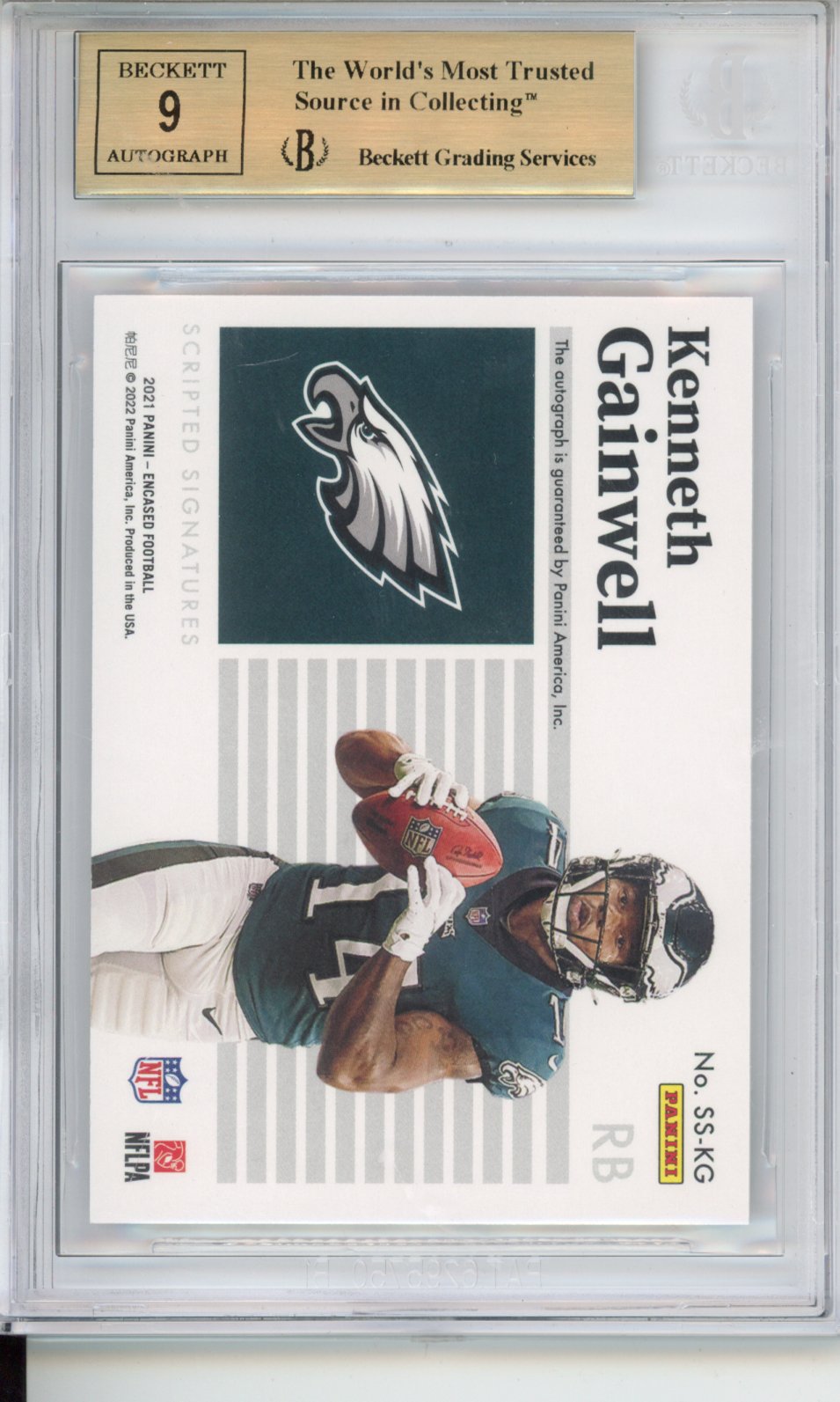 2021 Panini Encased Signatures Gold Kenneth Gainwell #SSKG /25 BGS 9.5 Auto 9