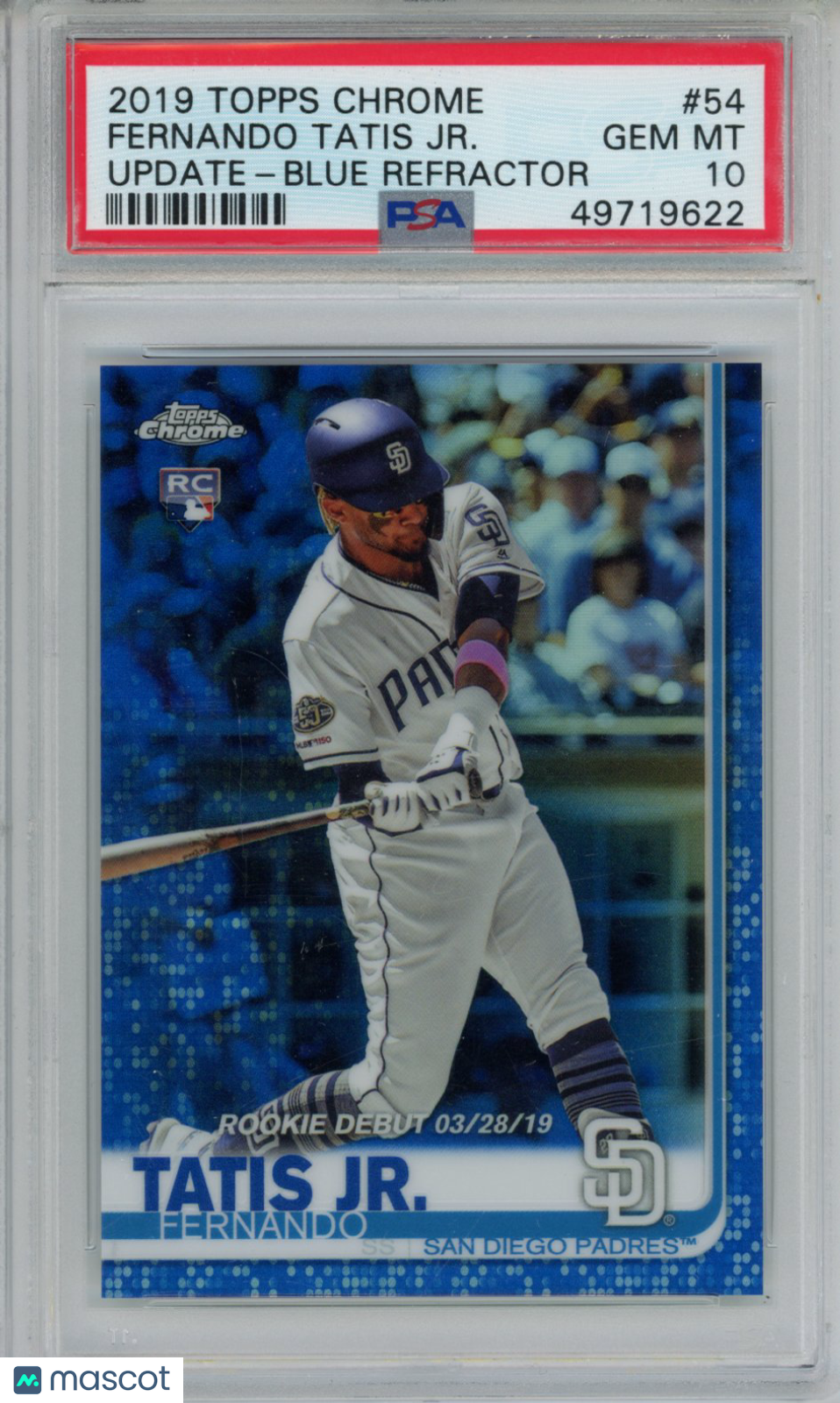 2019 Topps Chrome Update Fernando Tatis JR. #54 Blue Refractor RC PSA 10