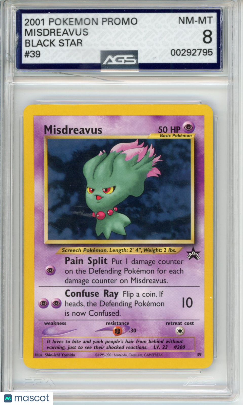 1999 Pokemon Wizards of the Coast Promos Misdreavus #039 Black Star AGS 8