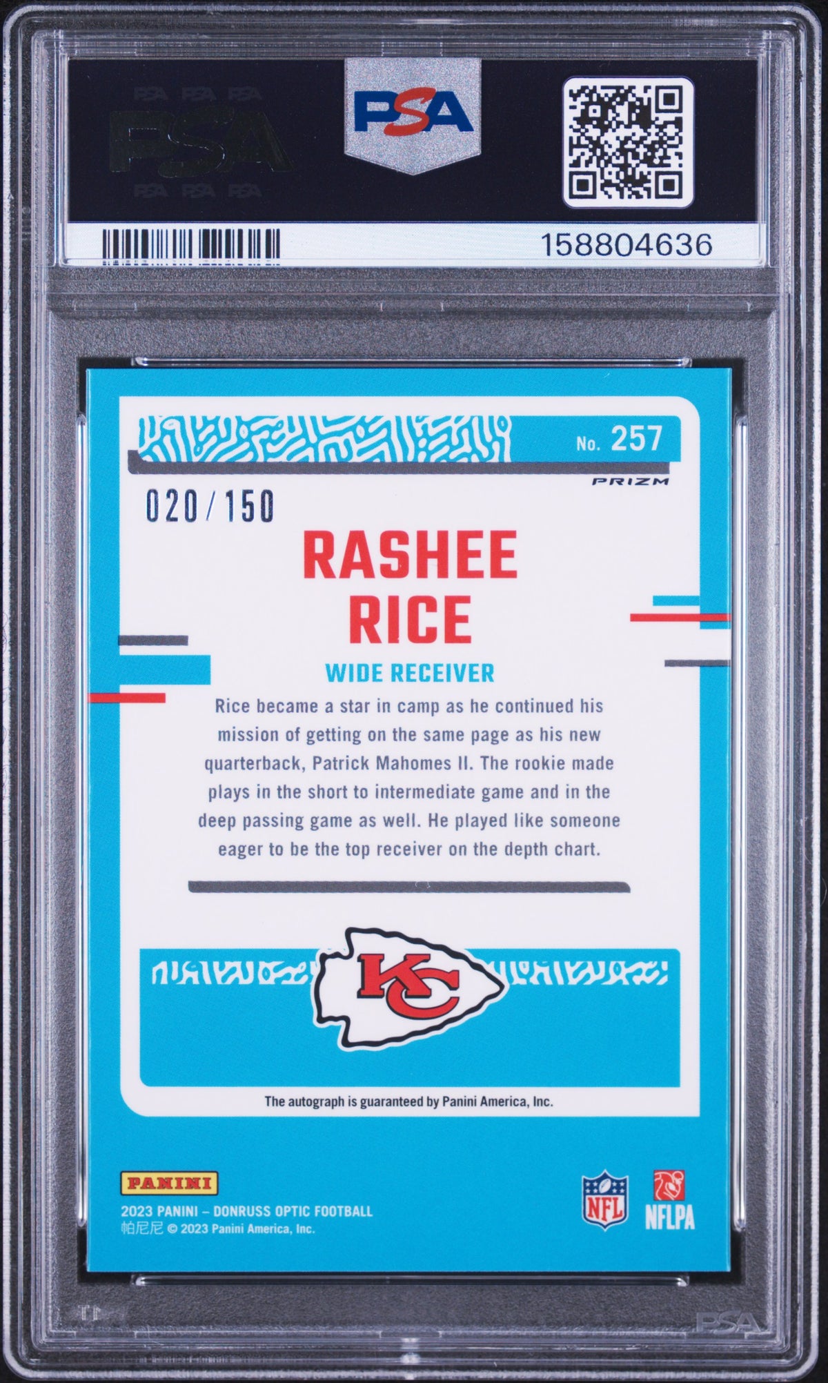 2023 Panini Donruss Optic Rashee Rice Autograph-Holo 257 English PSA 10
